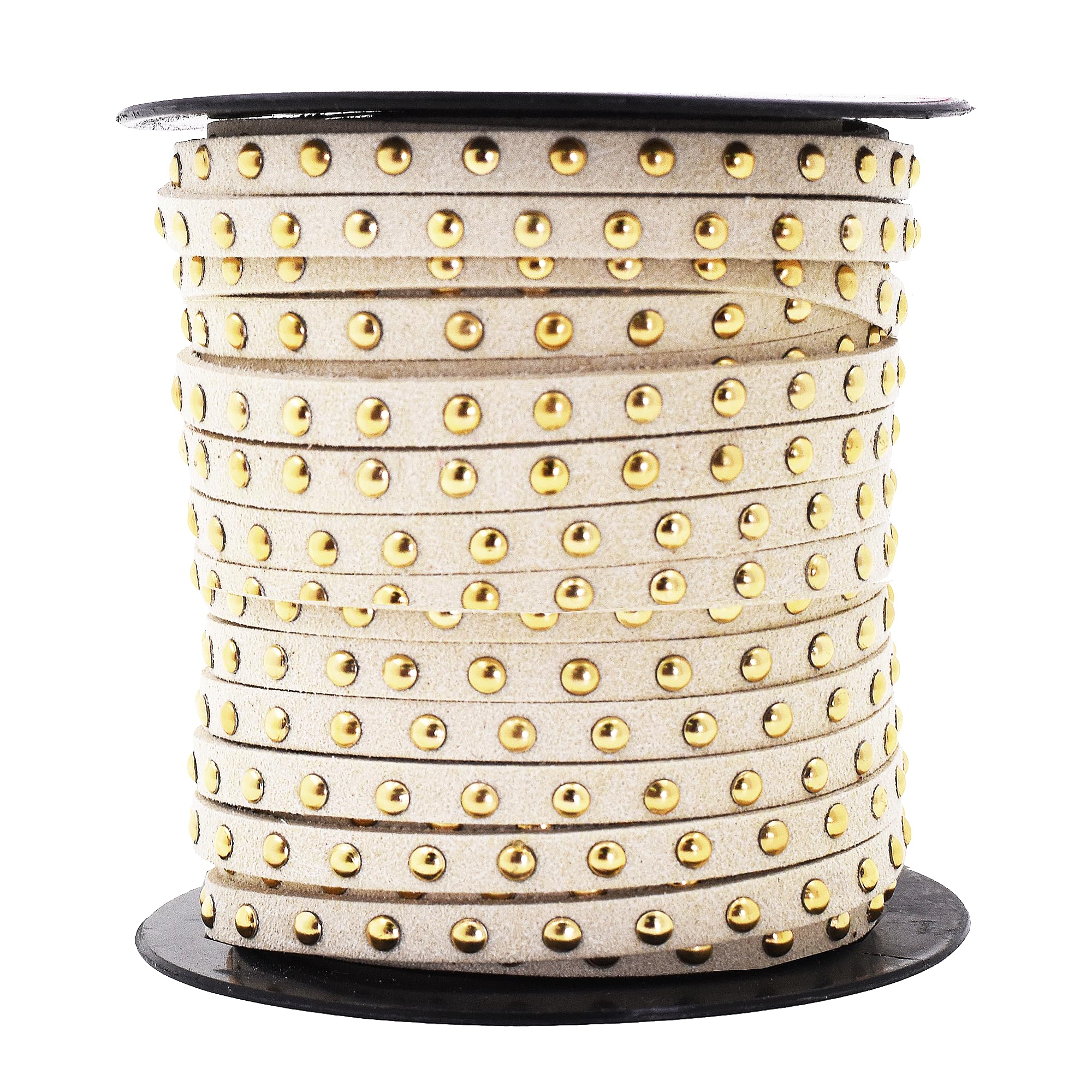 Studded Faux Suede Cord Rope for Jewelry Making - 20 Yards Faux Leather Ribbon - Flat Micro Fiber Leather String Faux Leather Lace with Rivets