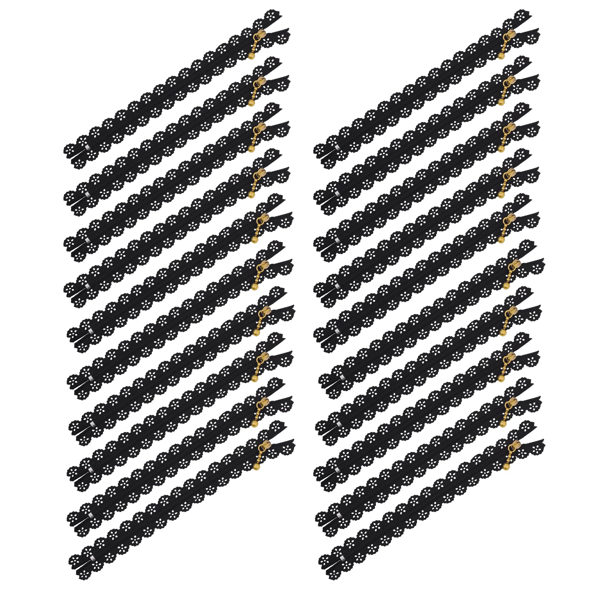 Mandala Crafts Lace Zippers Fancy Zippers for Bags & Purses - Novelty Zippers Exposed Zippers with Lace - 40 Lacy Flower Decorative Zippers for Sewing