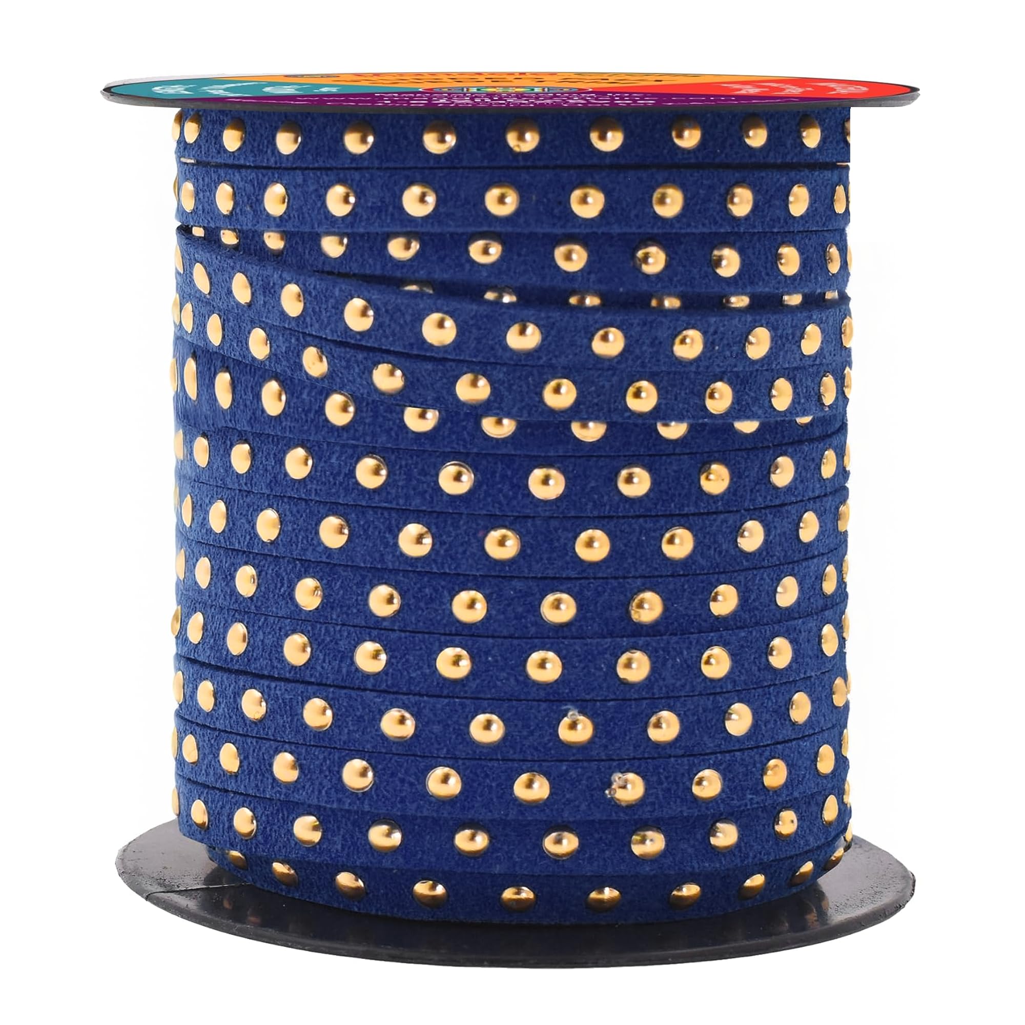 Studded Faux Suede Cord Rope for Jewelry Making - 20 Yards Faux Leather Ribbon - Flat Micro Fiber Leather String Faux Leather Lace with Rivets