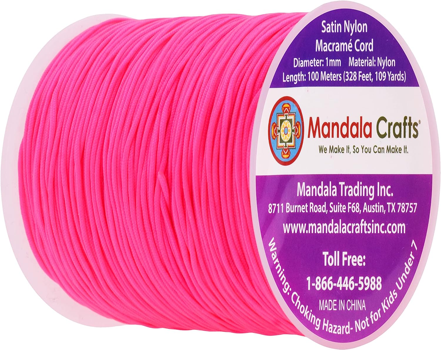 Mandala Crafts Nylon Satin Cord - 1mm Nylon Cord for Jewelry Making Beading