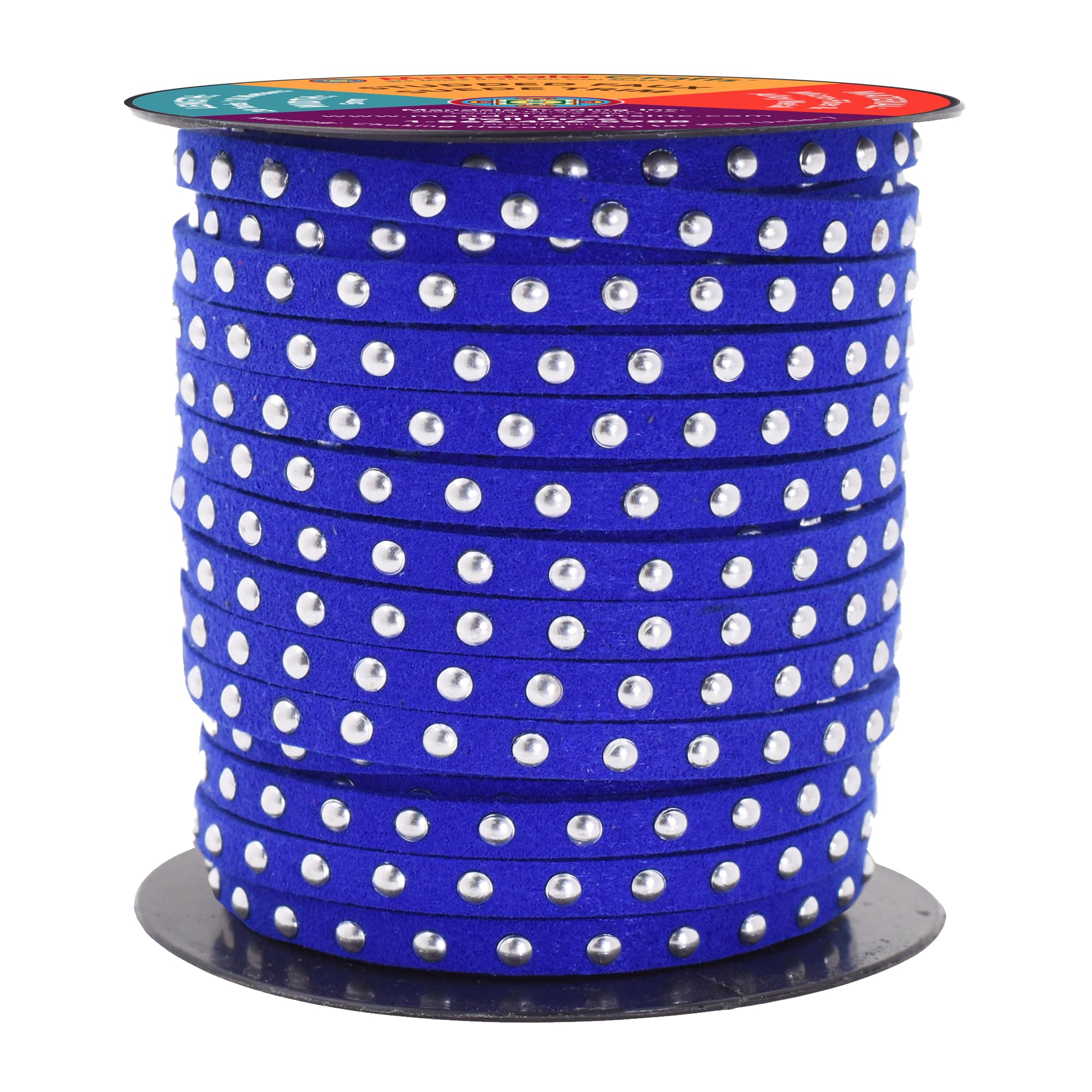 Studded Faux Suede Cord Rope for Jewelry Making - 20 Yards Faux Leather Ribbon - Flat Micro Fiber Leather String Faux Leather Lace with Rivets