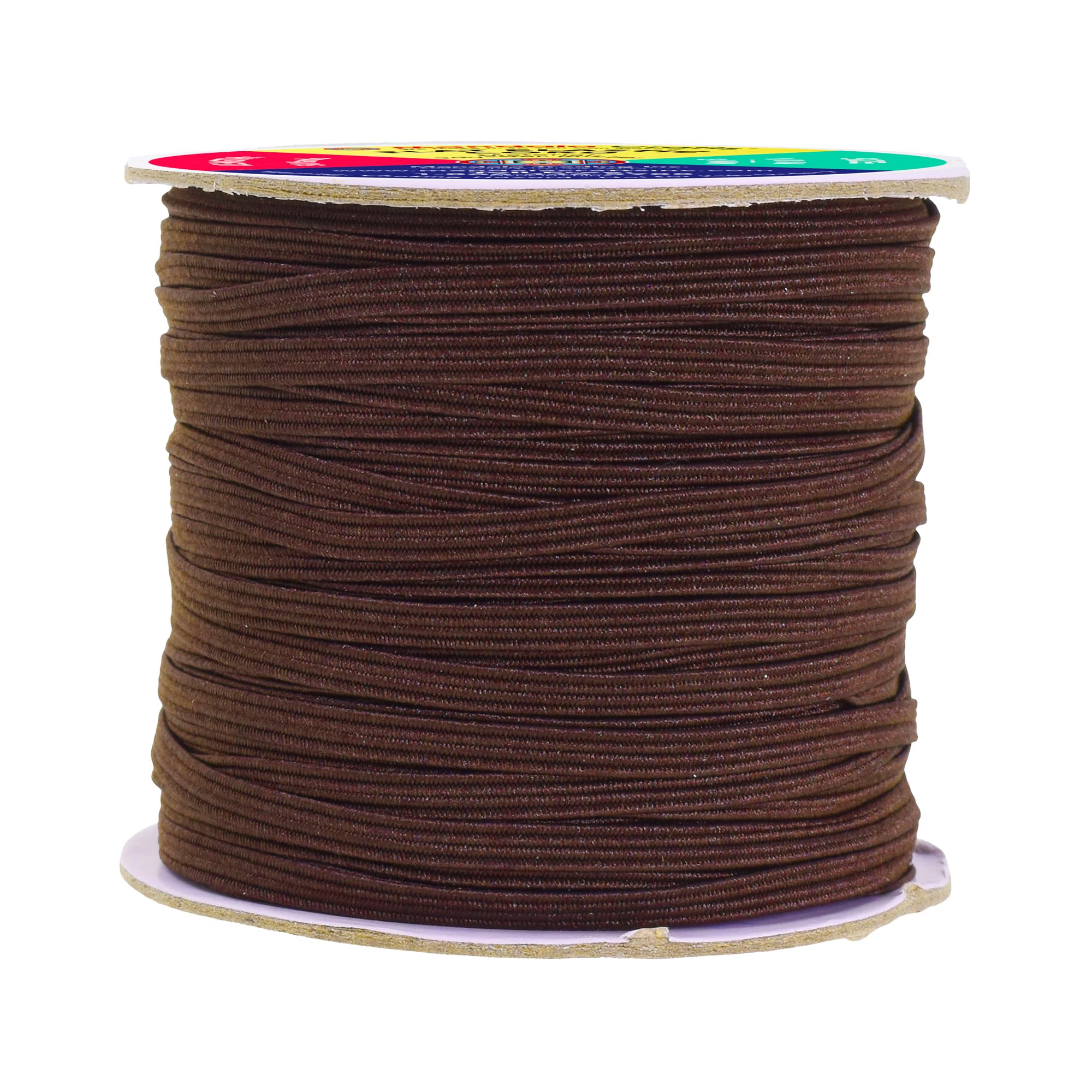 Mandala Crafts Flat Elastic Band, Braided Stretch Strap Cord Roll for Sewing and Crafting; 1/8 inch 3mm 50 Yards