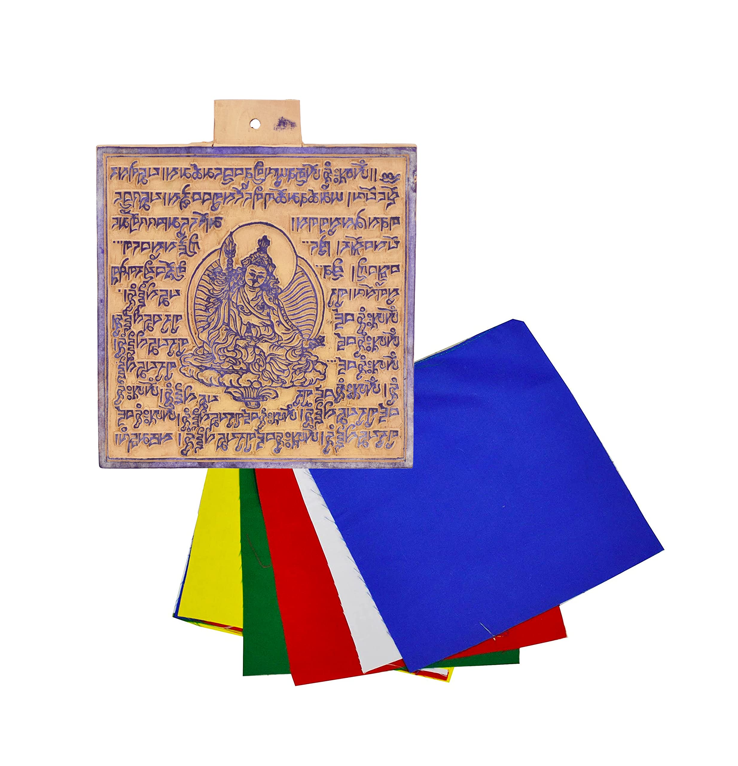 Mudra Crafts Guru Rinpoche Tibetan Prayer Flags Make Your Own Printing Block DIY Prayer Flags Making Kit with Blank Prayer Flags - Large 7 Inches Nepalese Prayer Flags DIY Kit