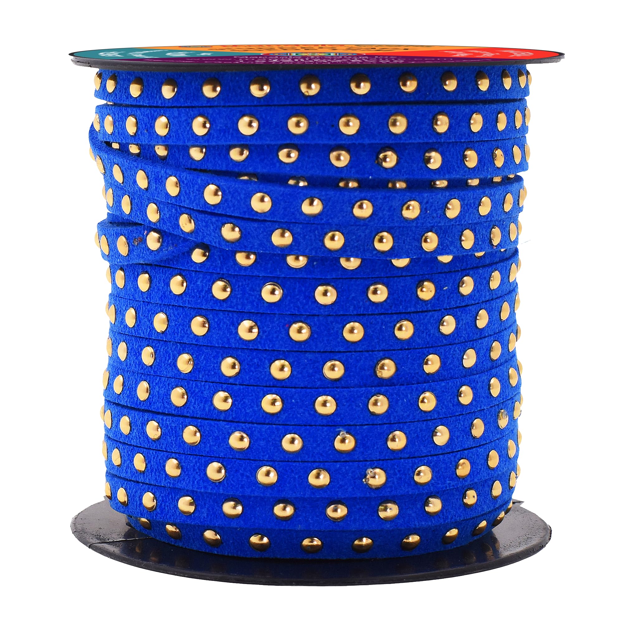 Studded Faux Suede Cord Rope for Jewelry Making - 20 Yards Faux Leather Ribbon - Flat Micro Fiber Leather String Faux Leather Lace with Rivets