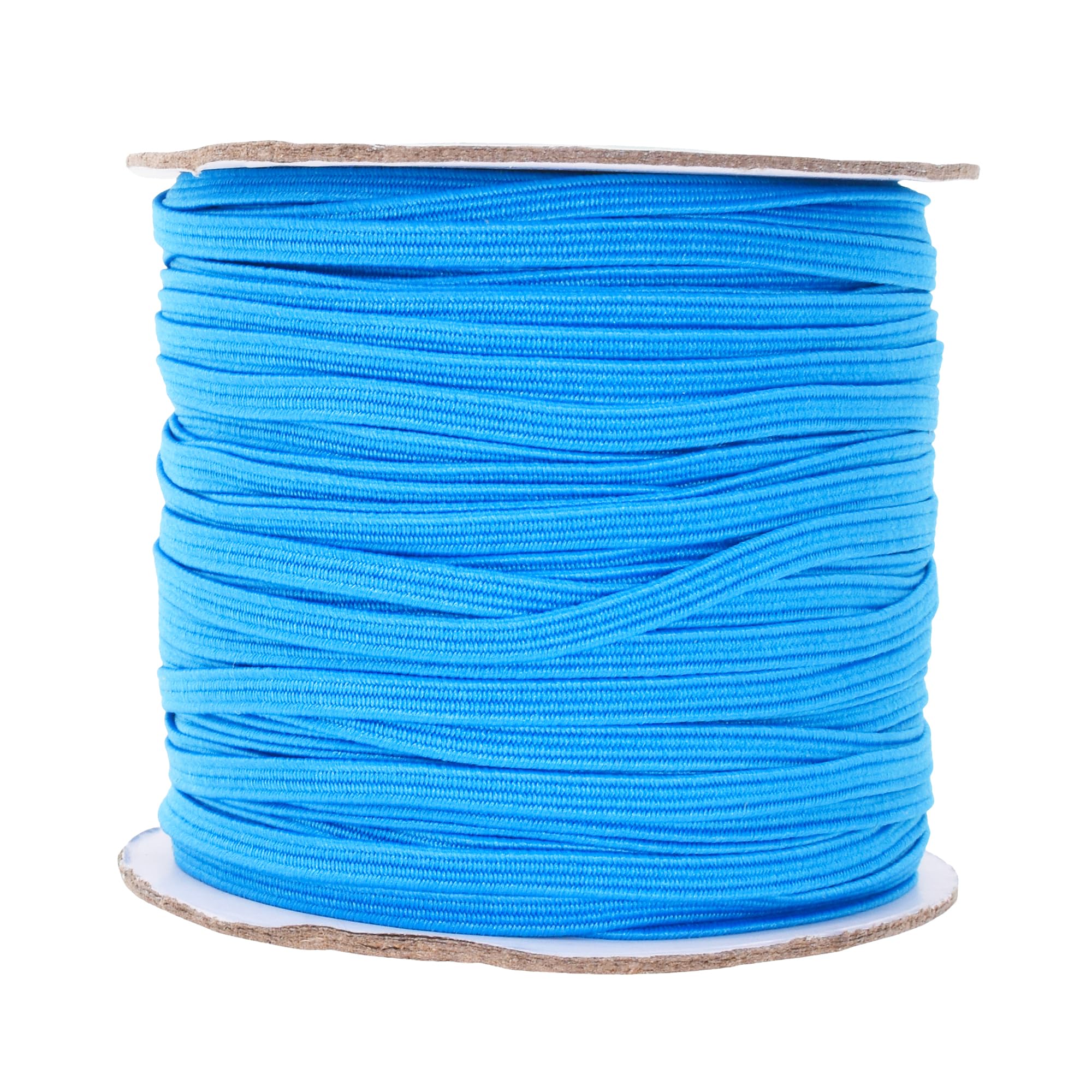 Mandala Crafts Flat Elastic Band, Braided Stretch Strap Cord Roll for Sewing and Crafting; 1/8 inch 3mm 50 Yards