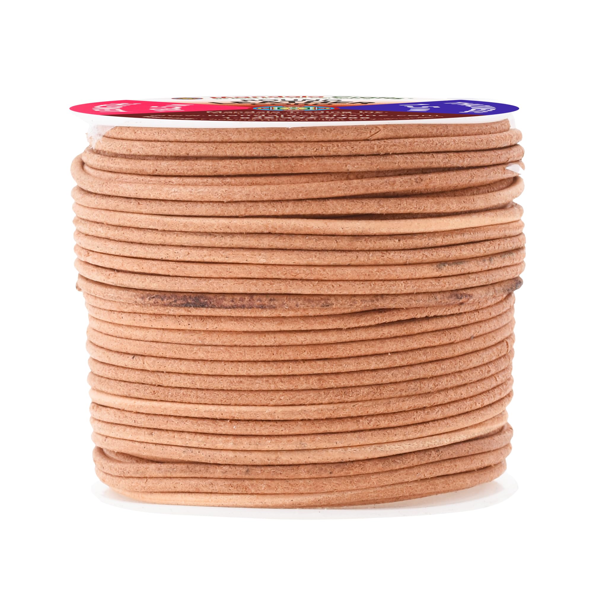 Mandala Crafts Round Cowhide Genuine Leather String Cord, Natural Rawhide Rope for Jewelry Making, Kumihimo Braiding, Shoelaces