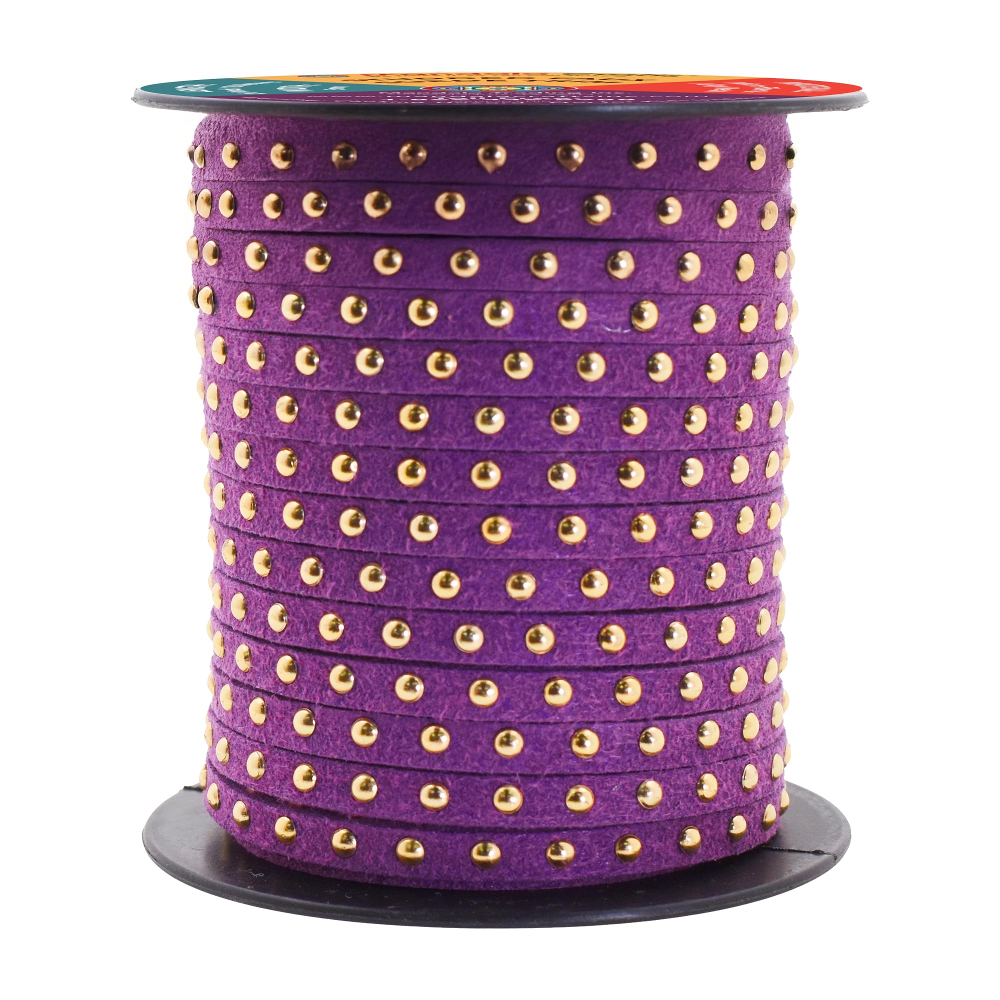 Studded Faux Suede Cord Rope for Jewelry Making - 20 Yards Faux Leather Ribbon - Flat Micro Fiber Leather String Faux Leather Lace with Rivets