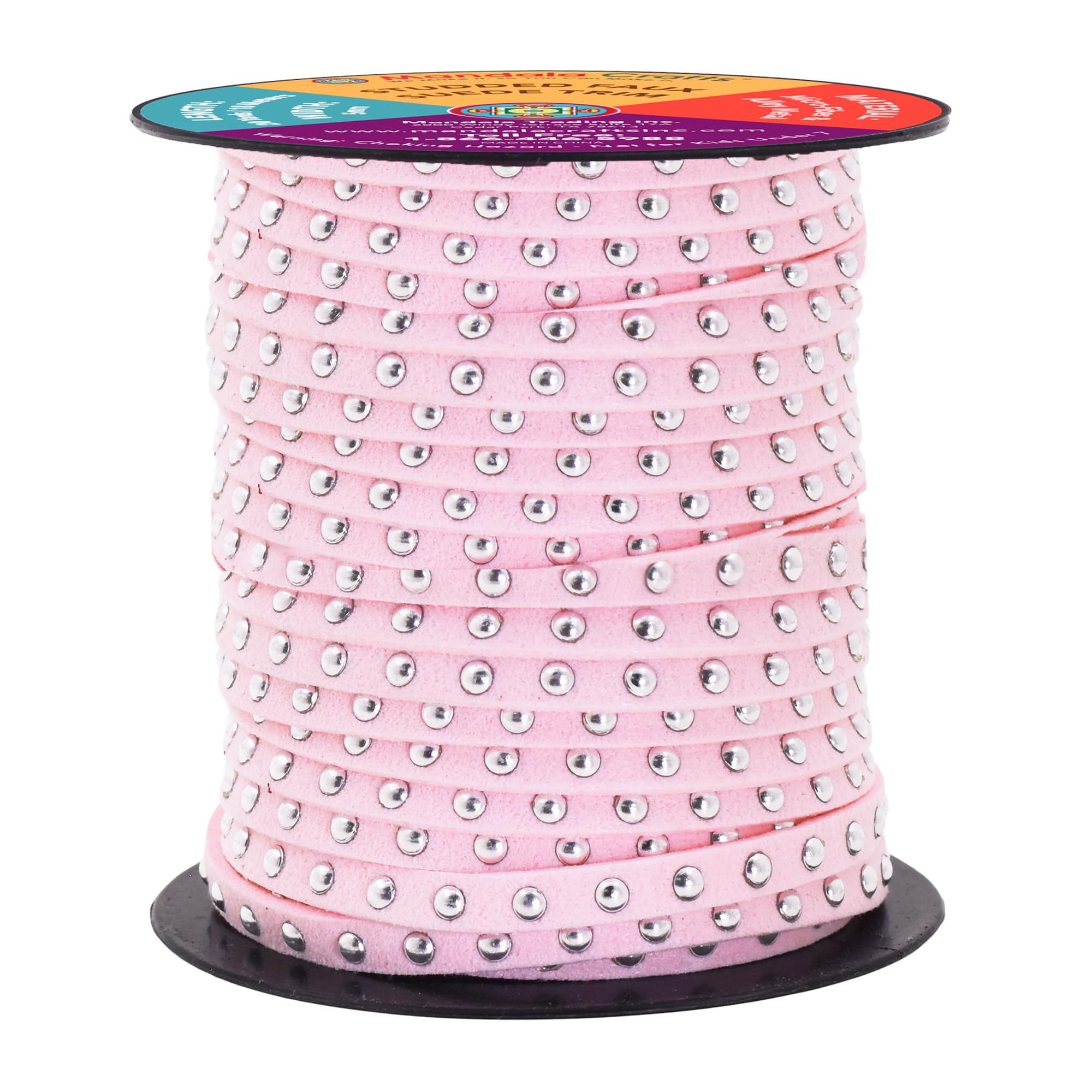 Studded Faux Suede Cord Rope for Jewelry Making - 20 Yards Faux Leather Ribbon - Flat Micro Fiber Leather String Faux Leather Lace with Rivets