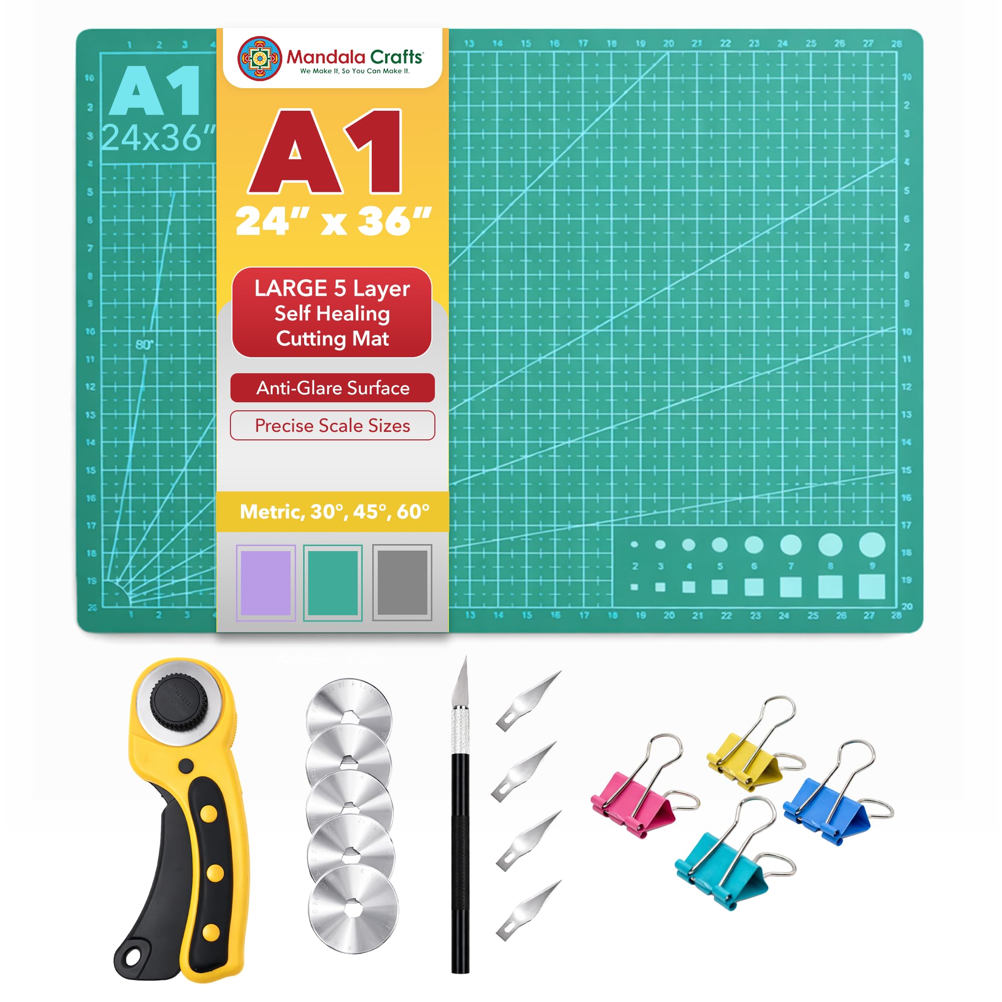 Self-Healing Cutting Mat – Double-Sided 5-Ply Rotary Cutting Board for Sewing, Quilting, Fabric, Leather, Craft, and Scrapbooking