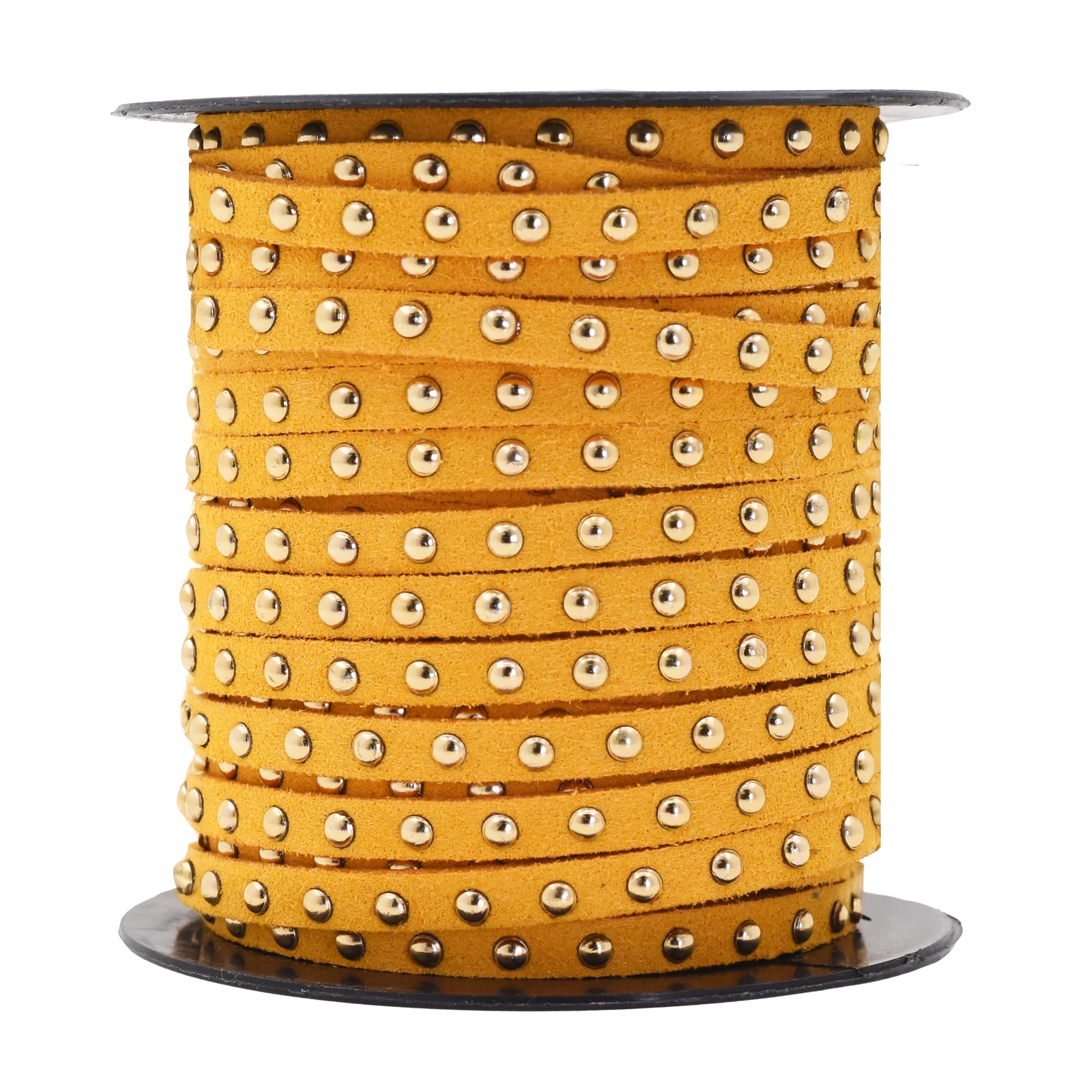 Studded Faux Suede Cord Rope for Jewelry Making - 20 Yards Faux Leather Ribbon - Flat Micro Fiber Leather String Faux Leather Lace with Rivets