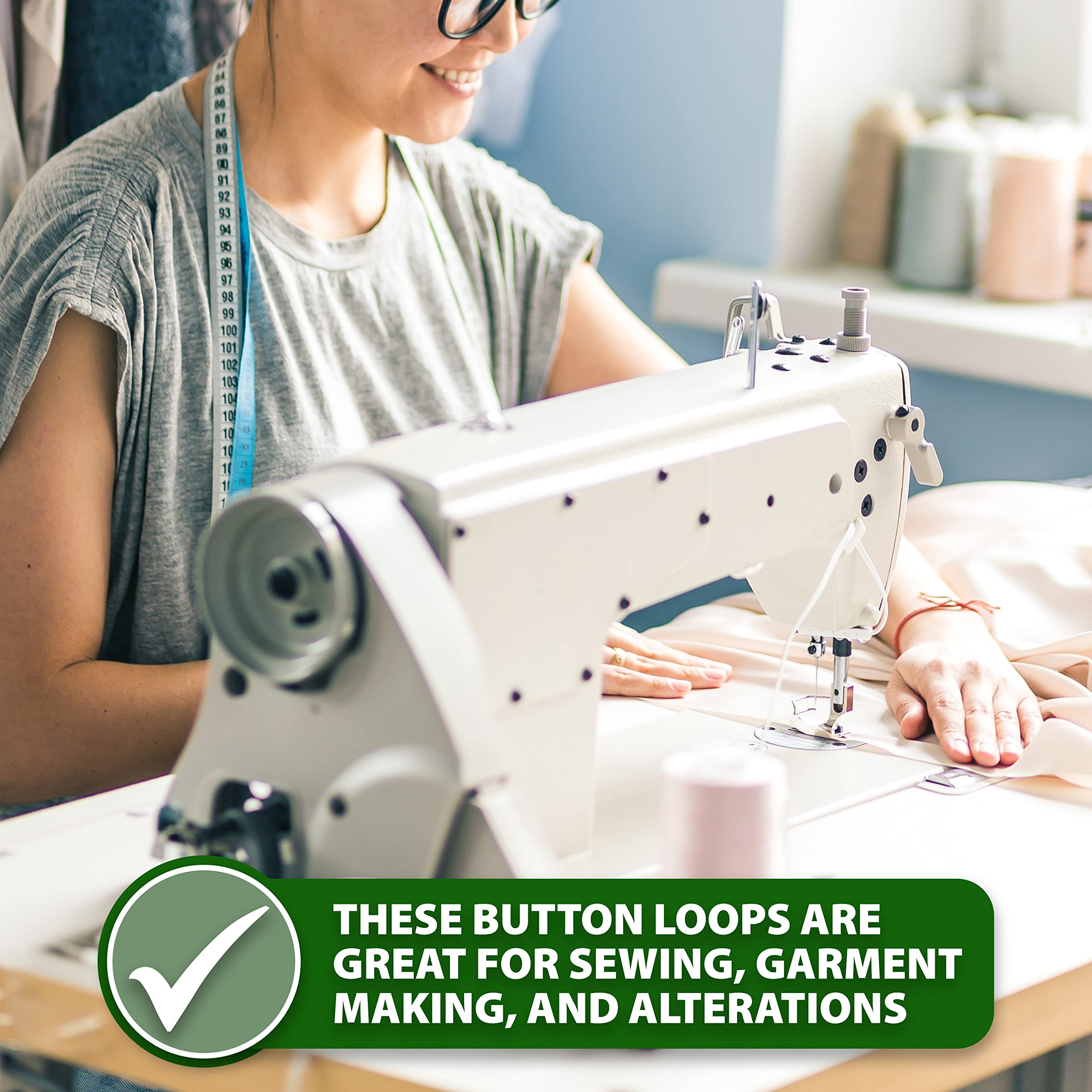 Mandala Crafts Braid Trim with Elastic Button Loops - Button Elastic Loop for Sewing - Button Loop Tape Button Trim Lace for Bridal Wedding Dress Costume