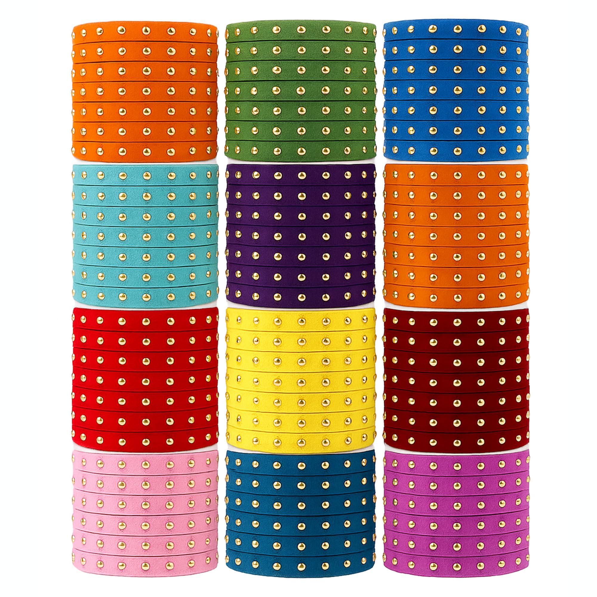 Studded Faux Suede Cord Rope for Jewelry Making - 20 Yards Faux Leather Ribbon - Flat Micro Fiber Leather String Faux Leather Lace with Rivets