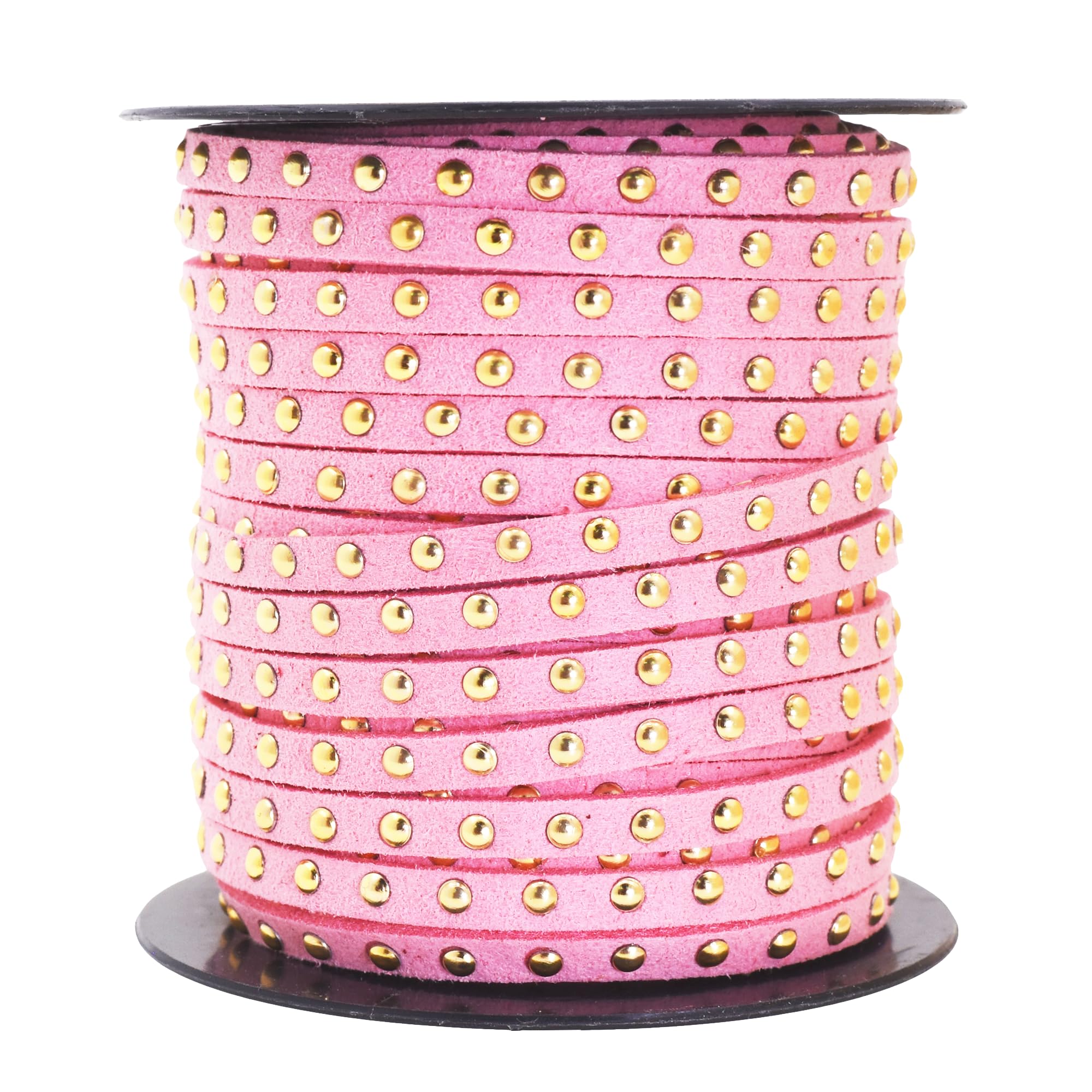 Studded Faux Suede Cord Rope for Jewelry Making - 20 Yards Faux Leather Ribbon - Flat Micro Fiber Leather String Faux Leather Lace with Rivets