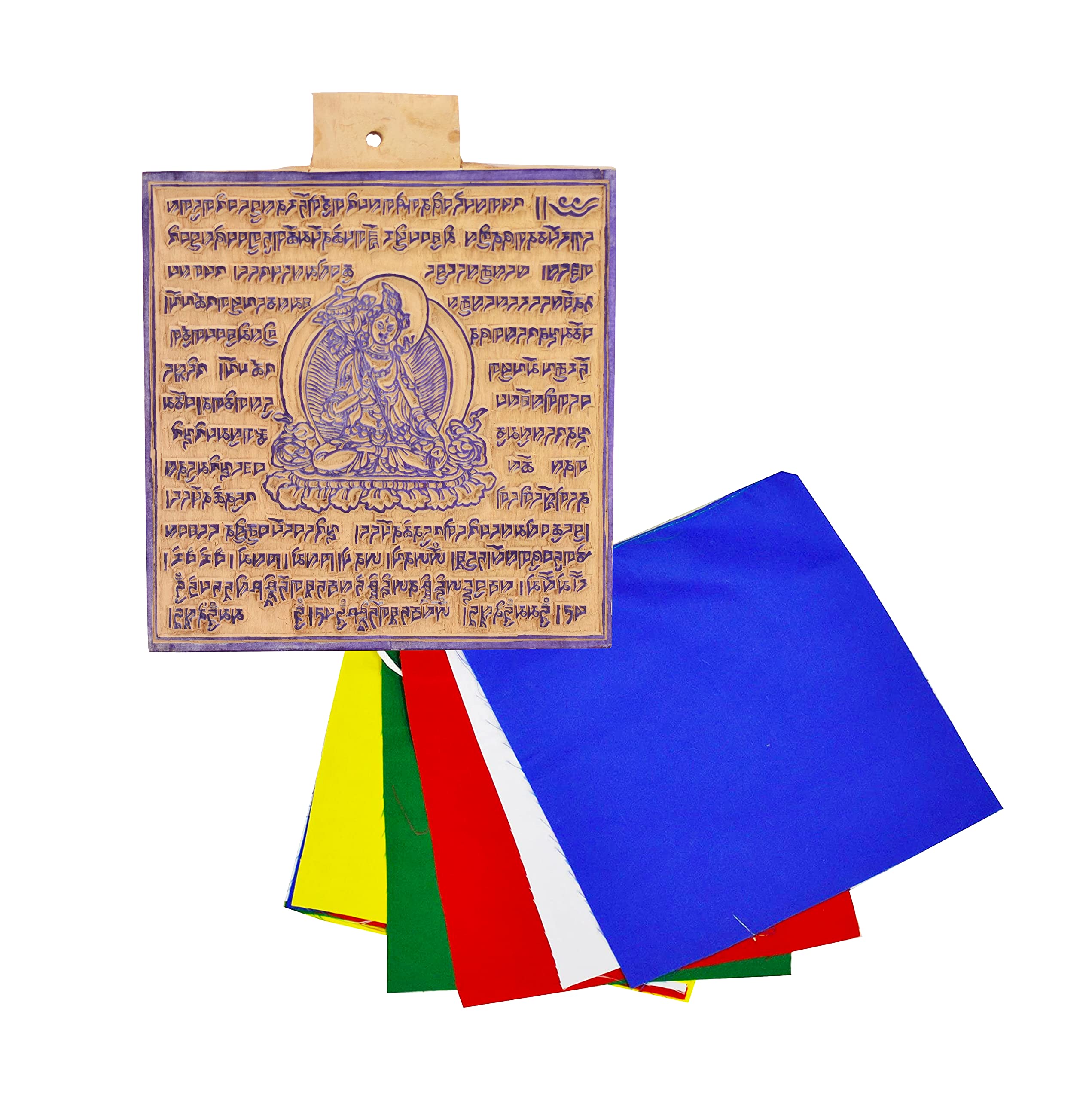 Mudra Crafts Sitatapatra Tibetan Prayer Flags Make Your Own Printing Block DIY Prayer Flags Making Kit with Blank Prayer Flags - Large 7 Inches Nepalese Prayer Flags DIY Kit