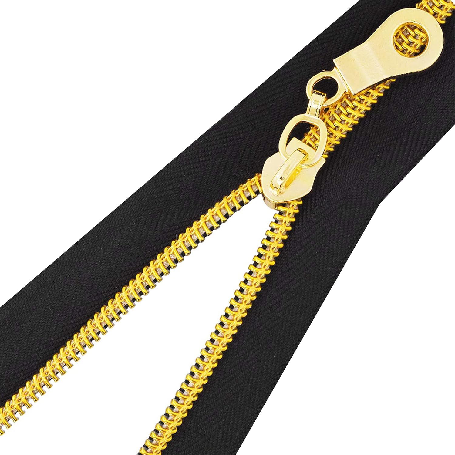 Mandala Crafts #5 Metallic Nylon Zippers by the Yard | 10 YDs, Continuous Coil Zipper Chain on the Roll, with 25 Pull Sliders, for Upholstery, Sewing, Indoor Outdoor Cushions