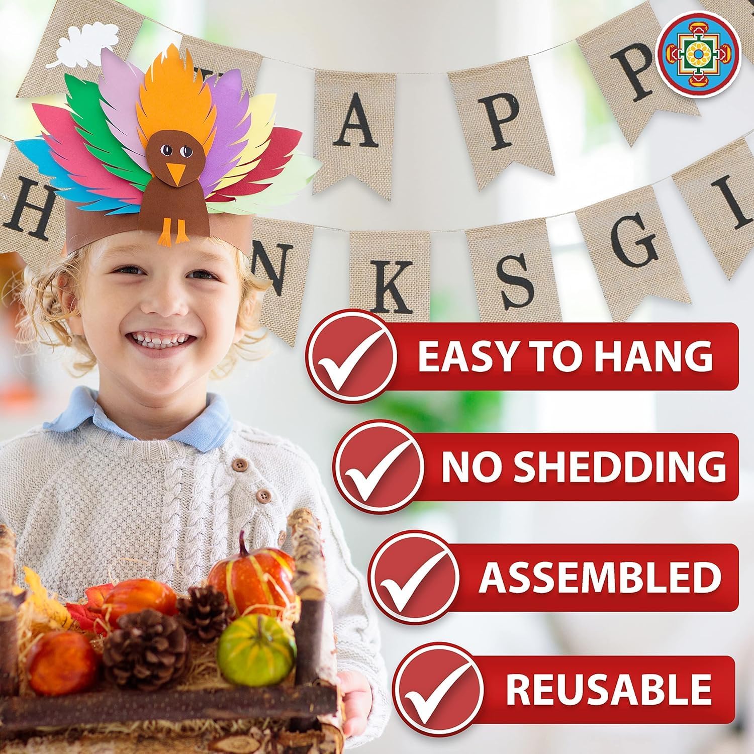 Burlap Happy Thanksgiving Banners - Happy Thanksgiving Decorations Banner - Happy Thanksgiving Garland Thanksgiving Party Decorations Indoor Outdoor