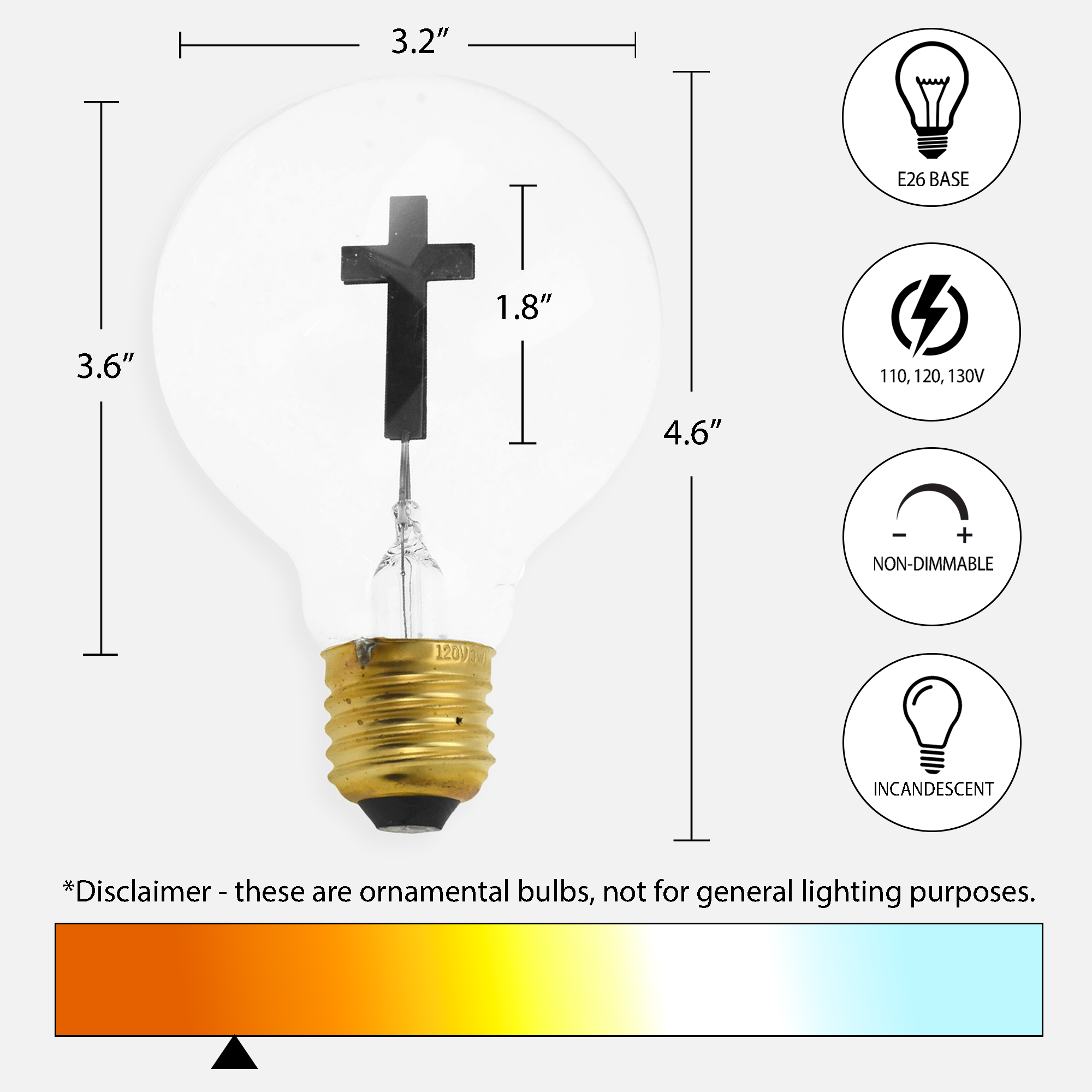 Christian Light Bulb Crucifix Bulb Jesus on The Cross Catholic Novelty Bulb 3W 120V for Pendant String Night Light by Mandala Crafts