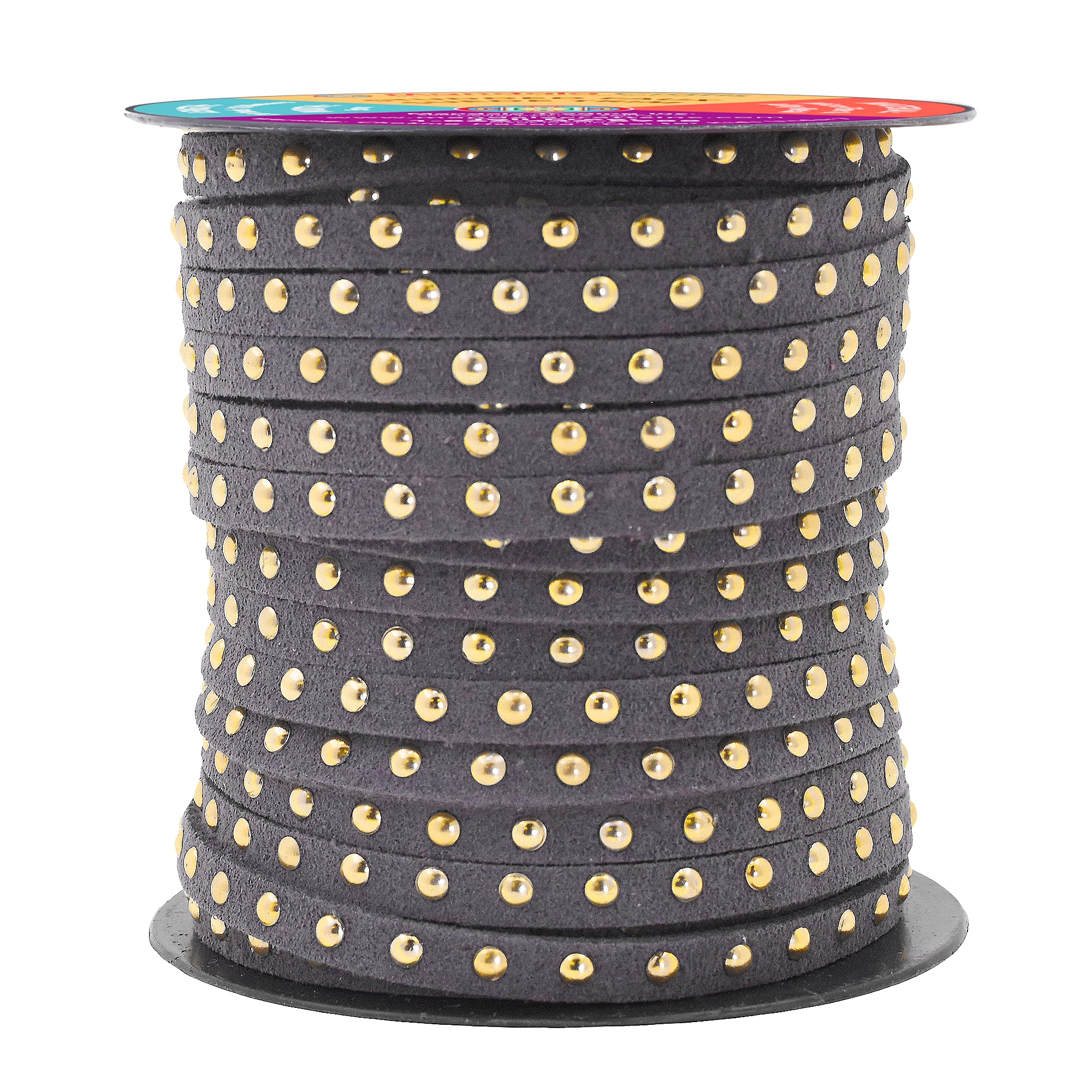 Studded Faux Suede Cord Rope for Jewelry Making - 20 Yards Faux Leather Ribbon - Flat Micro Fiber Leather String Faux Leather Lace with Rivets