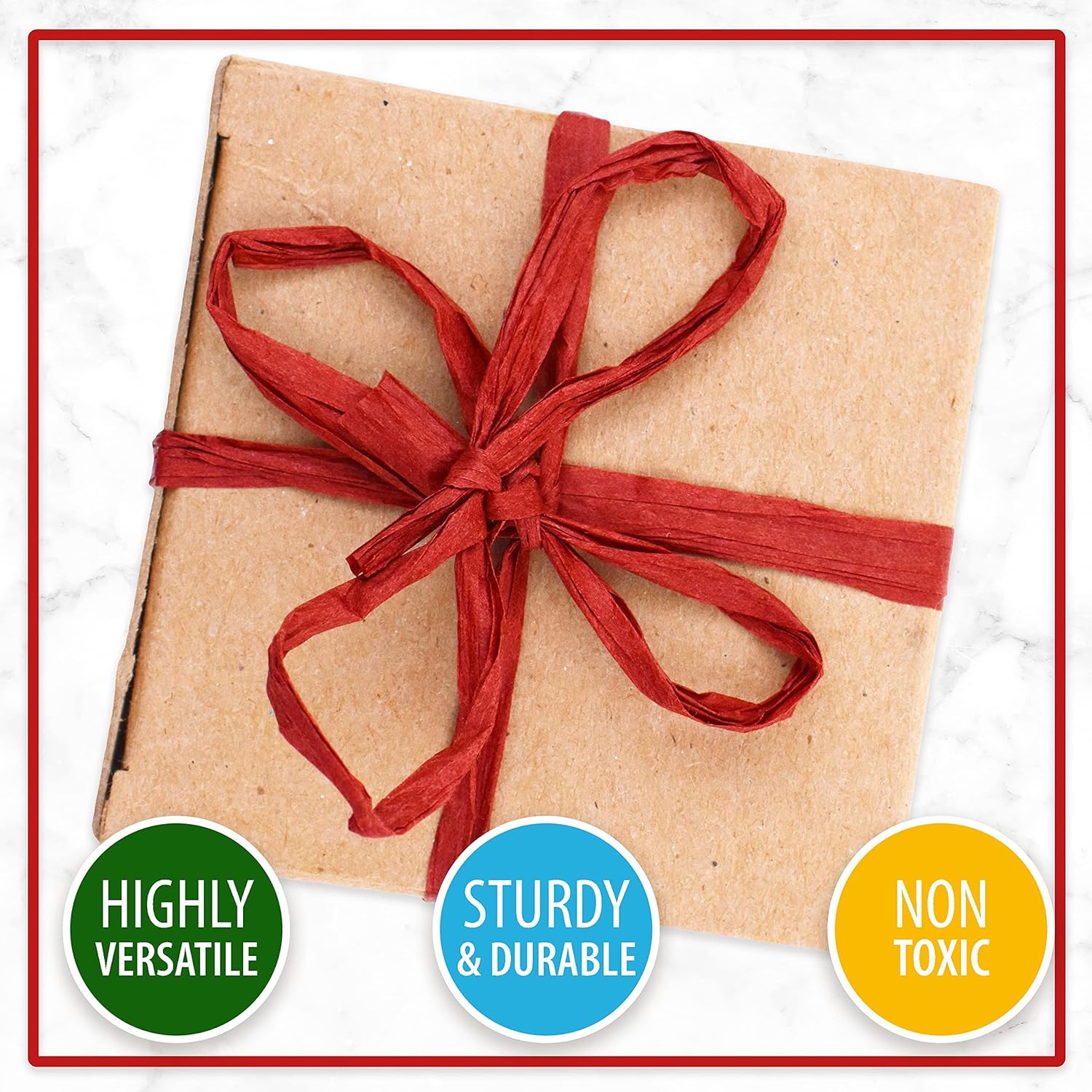 Mandala Crafts Matte Raffia Ribbon for Gift Wrapping - Raffia Natural Ribbon Bulk Roll - Twisted Paper Ribbon Twine Ribbon Raffia String for Weaving Decoration