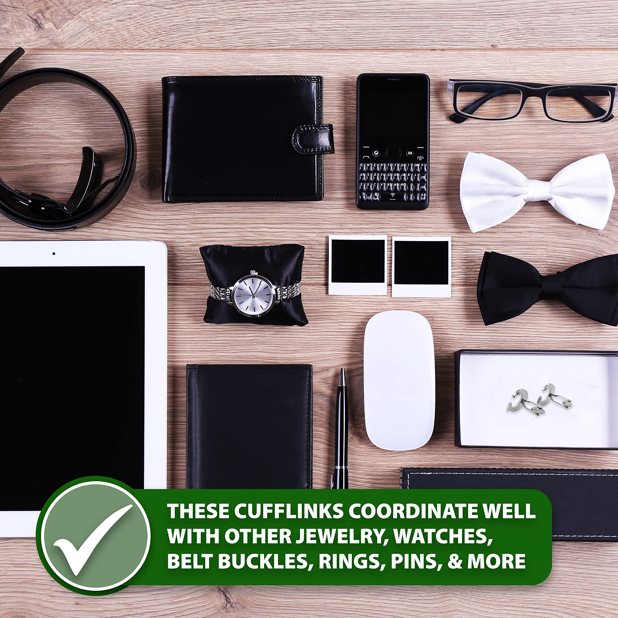 Mudra Crafts Letter M Initial Cufflinks for Men Set - Mens Stainless Cuff Links with Initials - Monogram Stainless Steel Alphabet Cufflinks