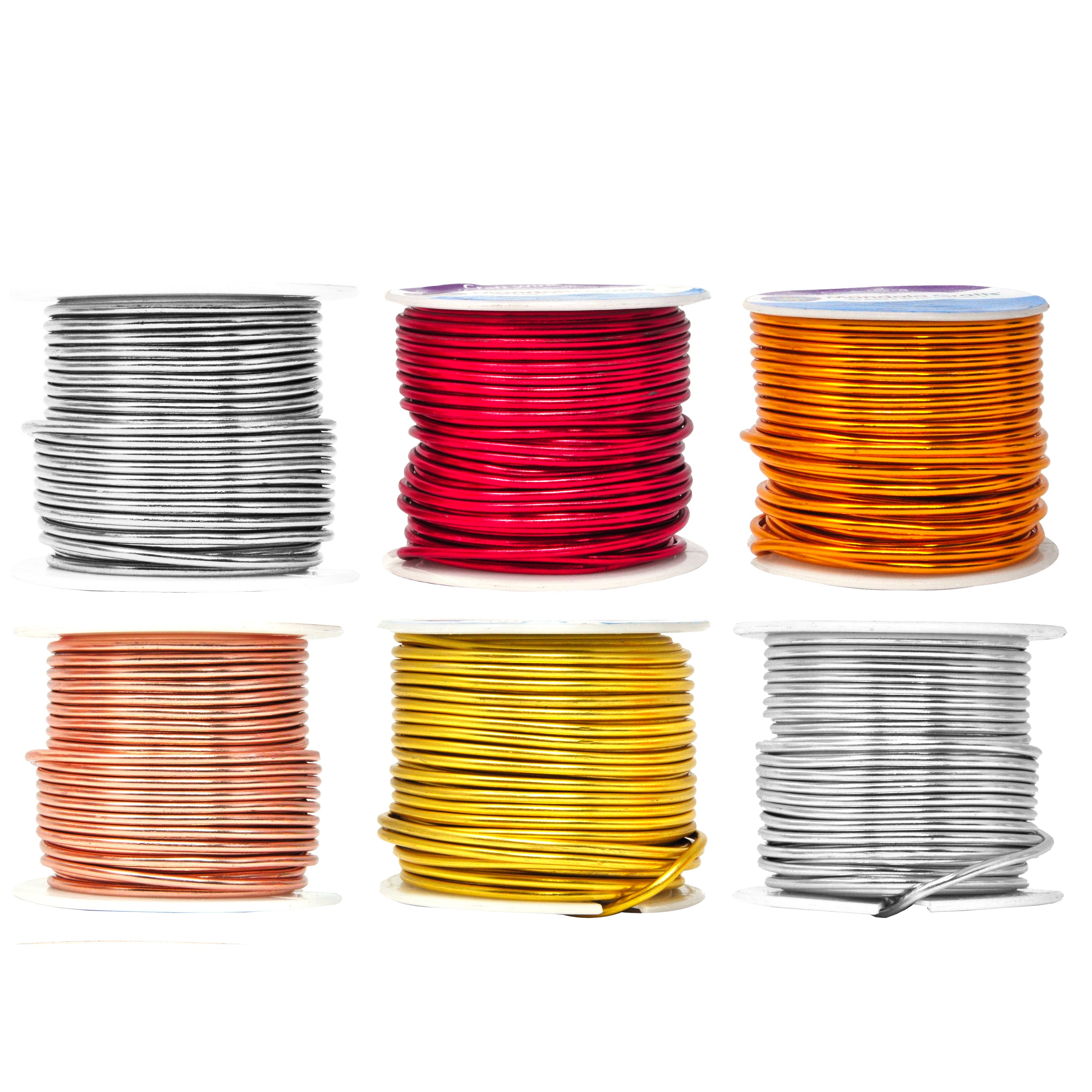 Mandala Crafts Anodized Aluminum Wire for Sculpting, Armature, Jewelry Making, Gem Metal Wrap, Garden, Colored and Soft, Assorted 6 Rolls