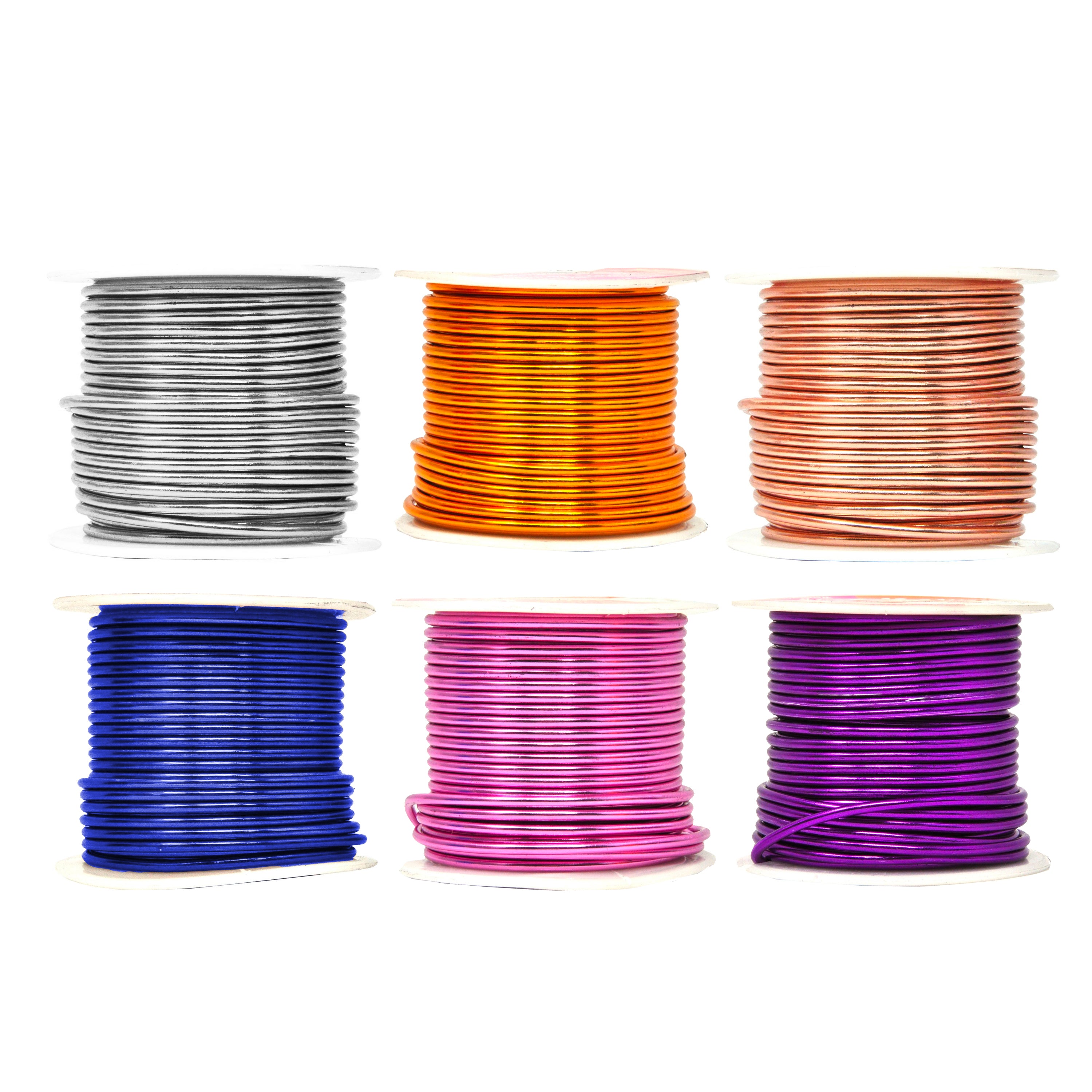 Mandala Crafts Anodized Aluminum Wire for Sculpting, Armature, Jewelry Making, Gem Metal Wrap, Garden, Colored and Soft, Assorted 6 Rolls