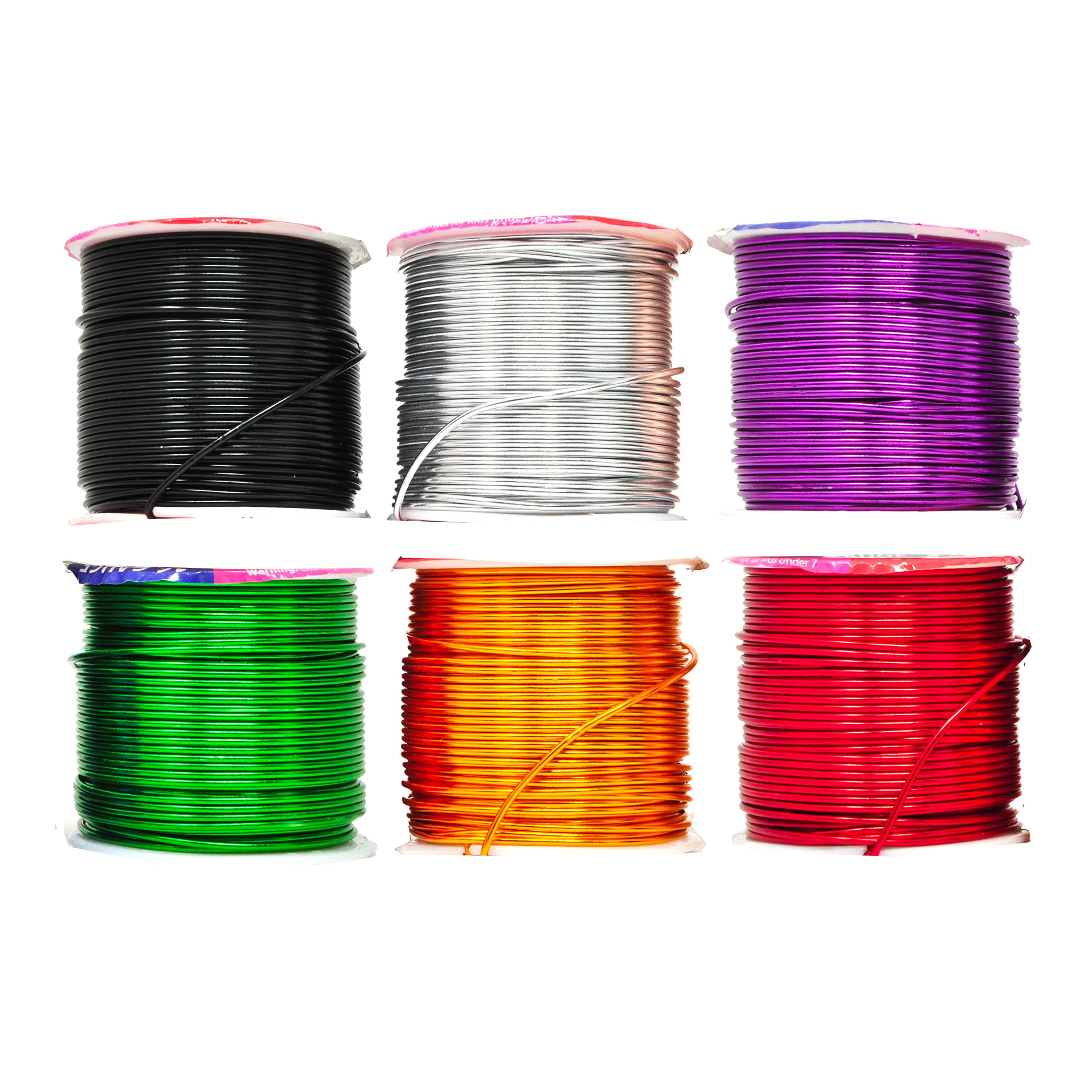 Mandala Crafts Anodized Aluminum Wire for Sculpting, Armature, Jewelry Making, Gem Metal Wrap, Garden, Colored and Soft, Assorted 6 Rolls