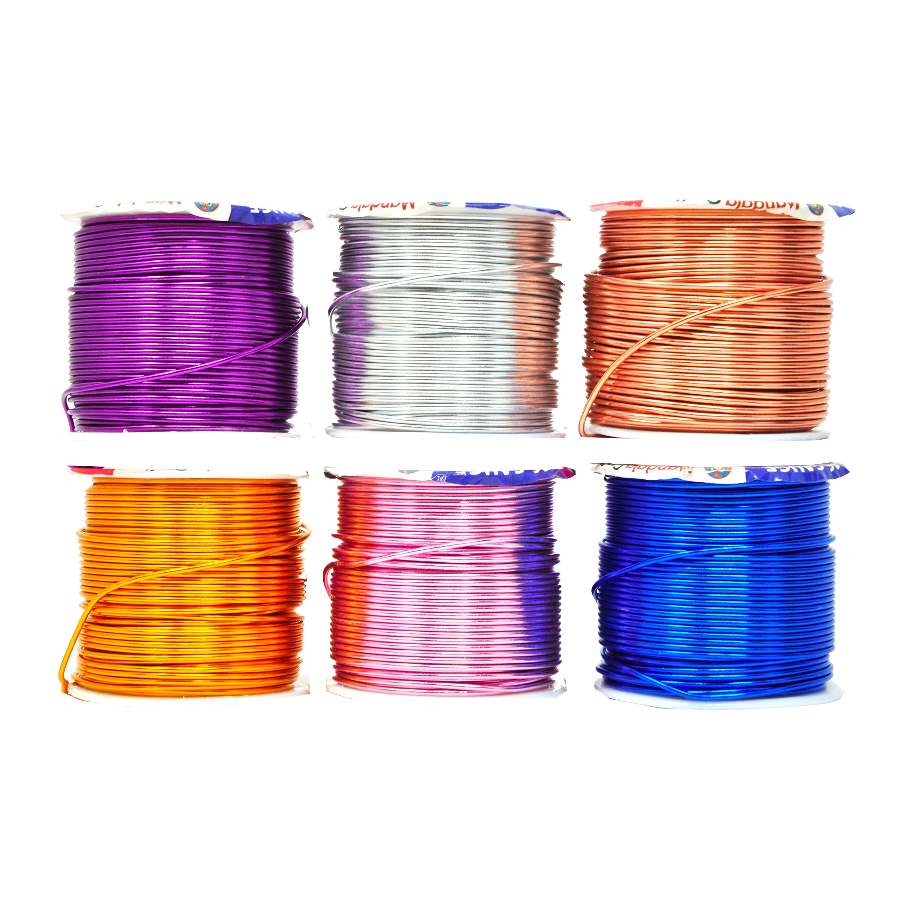Mandala Crafts Anodized Aluminum Wire for Sculpting, Armature, Jewelry Making, Gem Metal Wrap, Garden, Colored and Soft, Assorted 6 Rolls