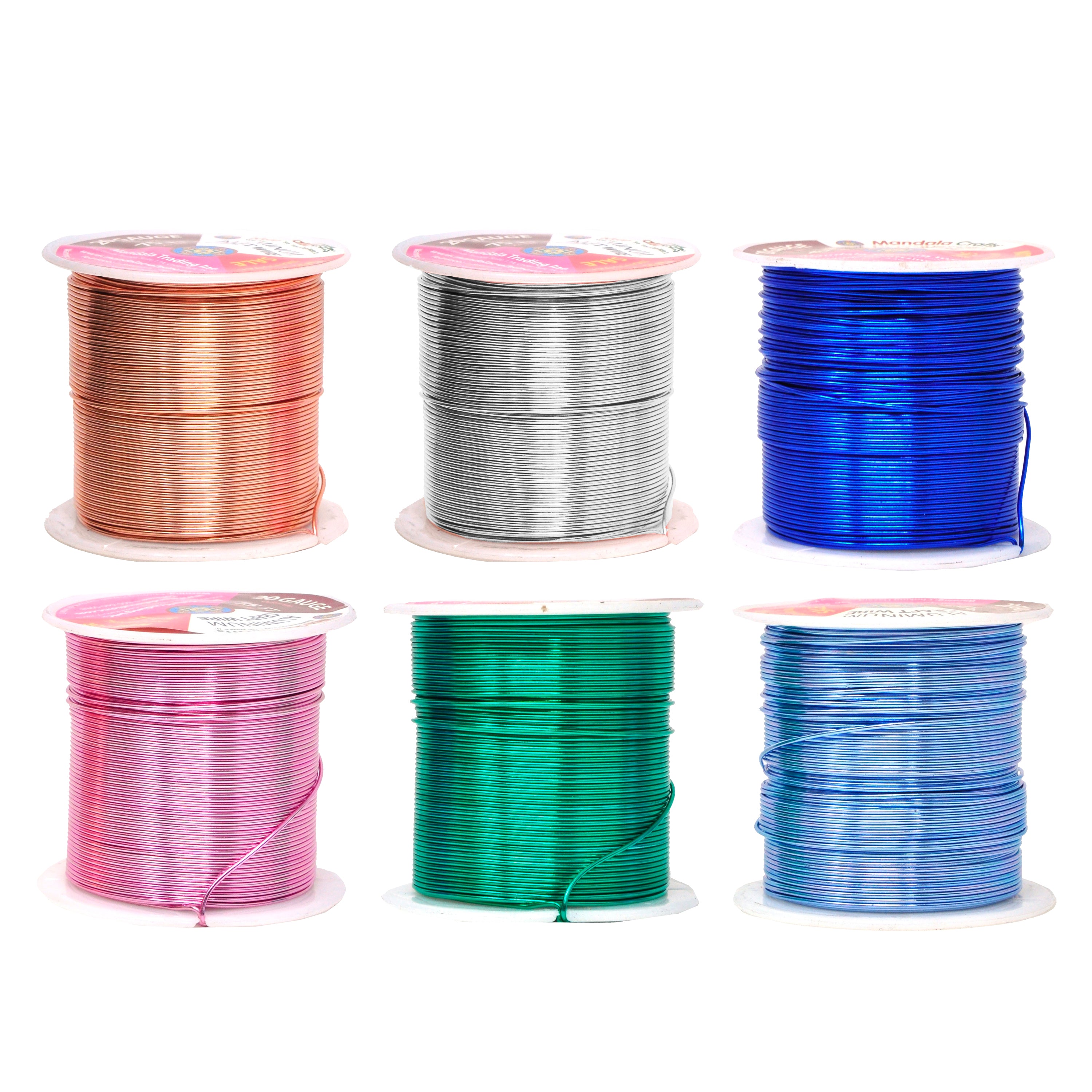 Mandala Crafts Anodized Aluminum Wire for Sculpting, Armature, Jewelry Making, Gem Metal Wrap, Garden, Colored and Soft, Assorted 6 Rolls