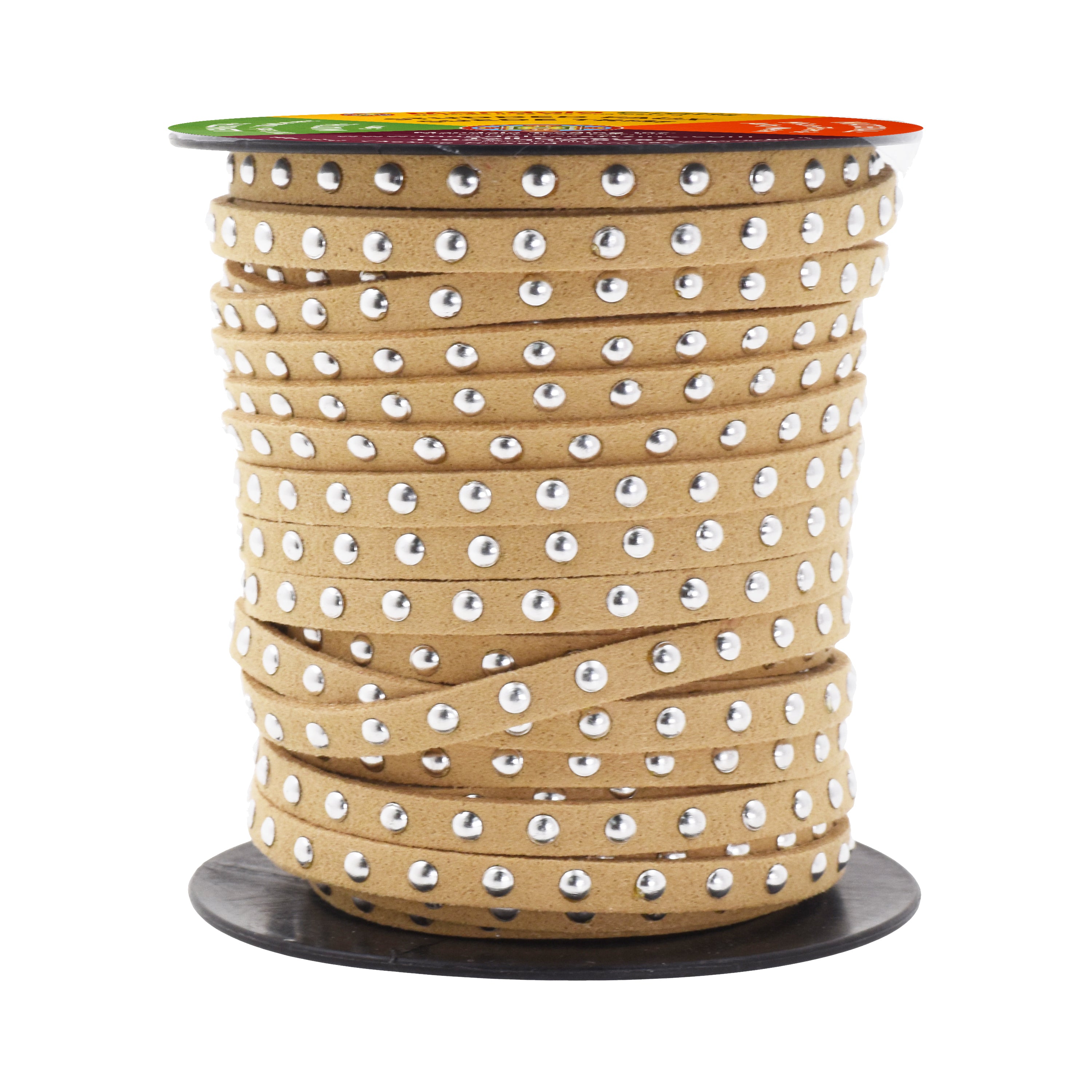 Studded Faux Suede Cord Rope for Jewelry Making - 20 Yards Faux Leather Ribbon - Flat Micro Fiber Leather String Faux Leather Lace with Rivets