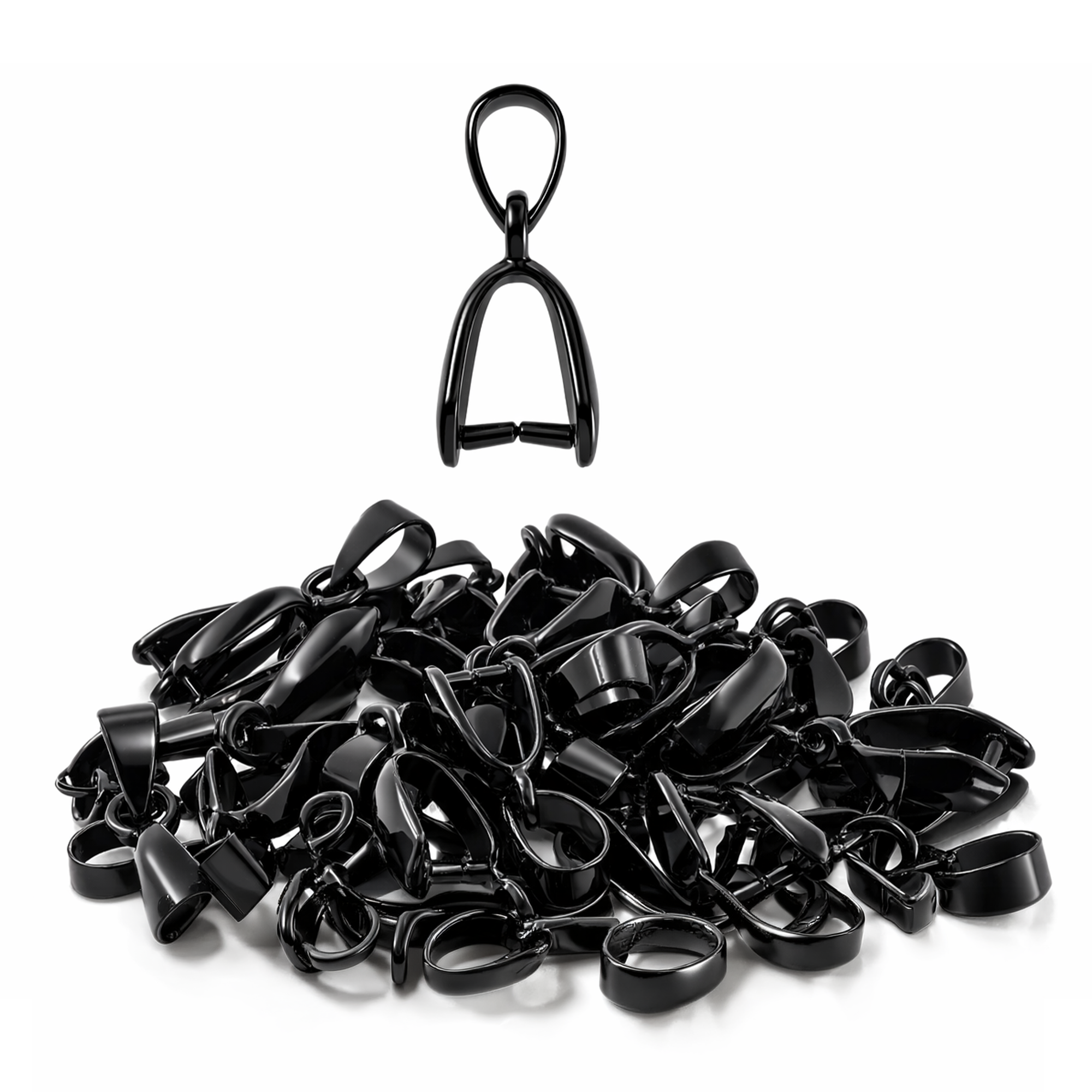 Mandala Crafts Pinch Bails Jewelry Findings Connectors Snap-On Pendant Clasps Clips Dangles for DIY Jewelry Making Necklace Earrings Bulk Pack of 50