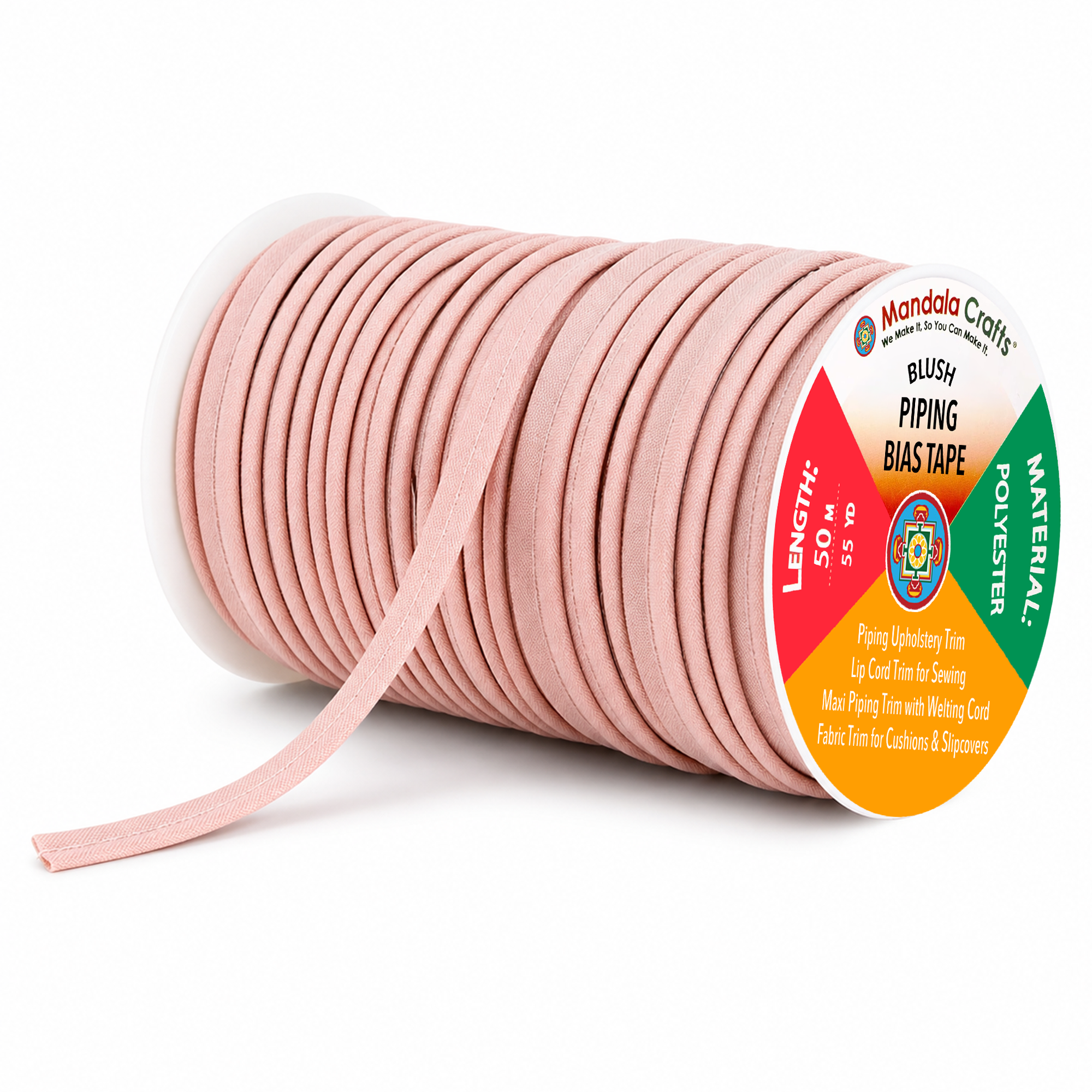 55 Yards Maxi Piping Trim with Welting Cord - 1/2 Inch Maxi Piping Bias Tape for Sewing - Lip Cord Trim by The Yard for Upholstery Trimming