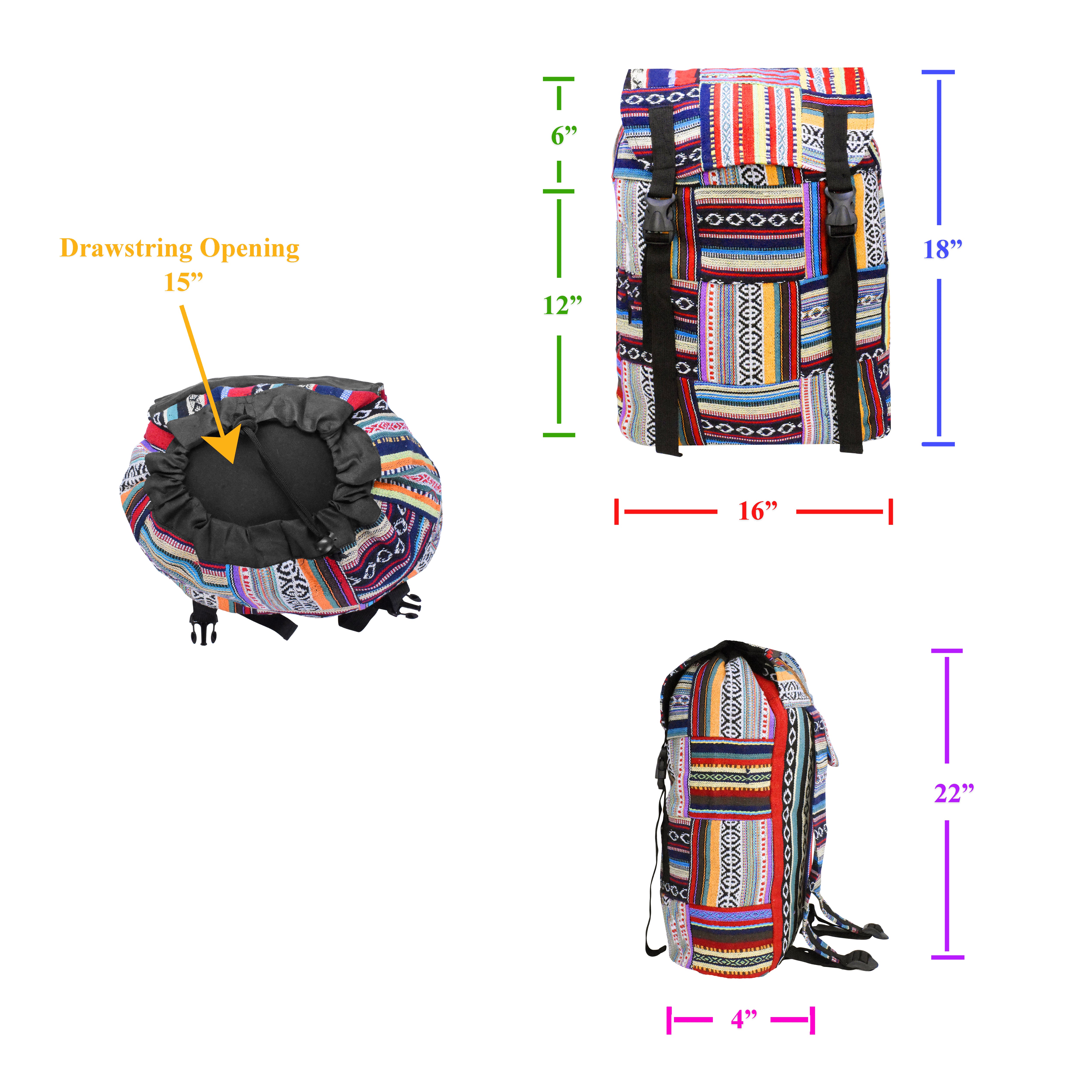Bohemian Backpack - Boho Backpack Purse - Large Baja Backpack Hippie Backpack for Women Men