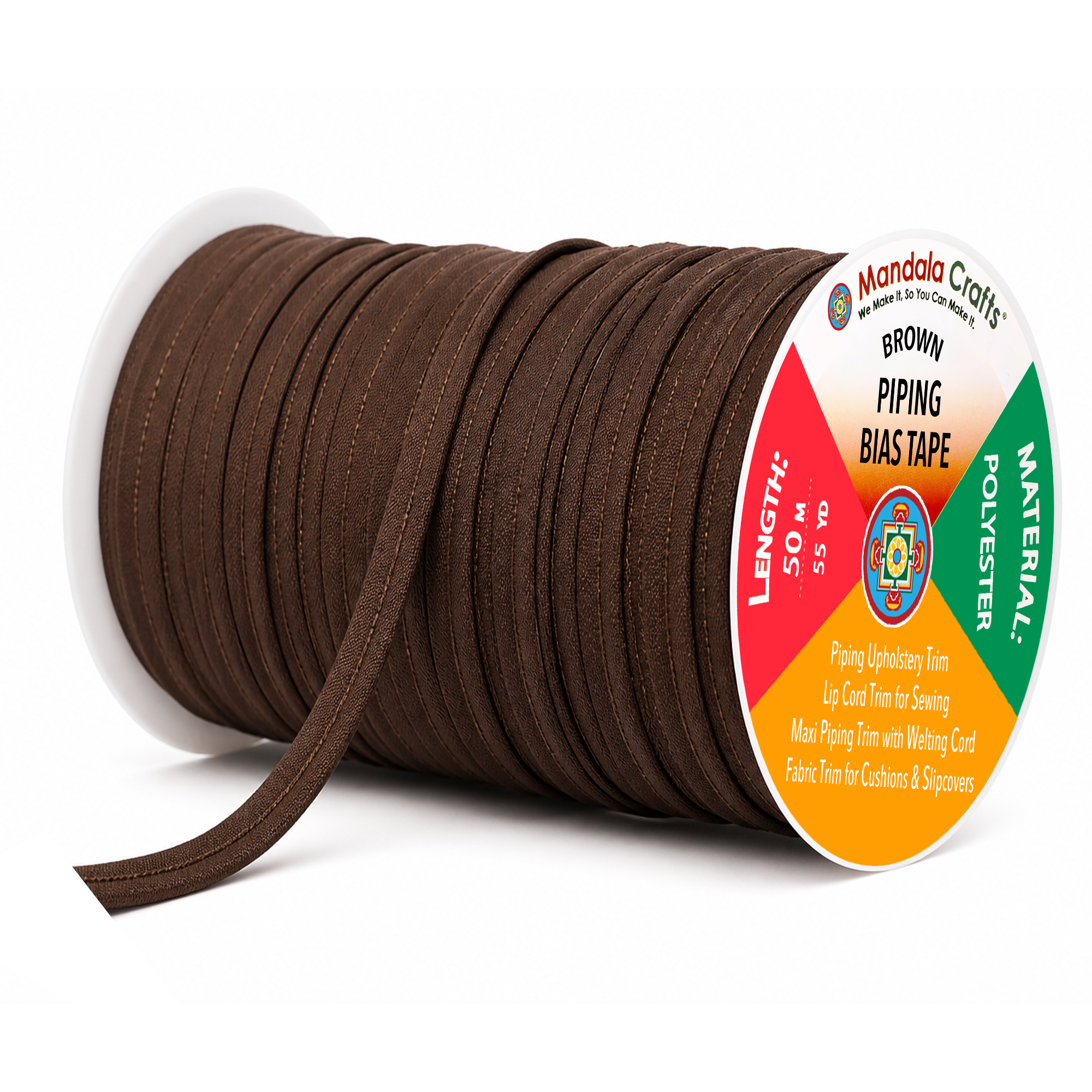 55 Yards Maxi Piping Trim with Welting Cord - 1/2 Inch Maxi Piping Bias Tape for Sewing - Lip Cord Trim by The Yard for Upholstery Trimming