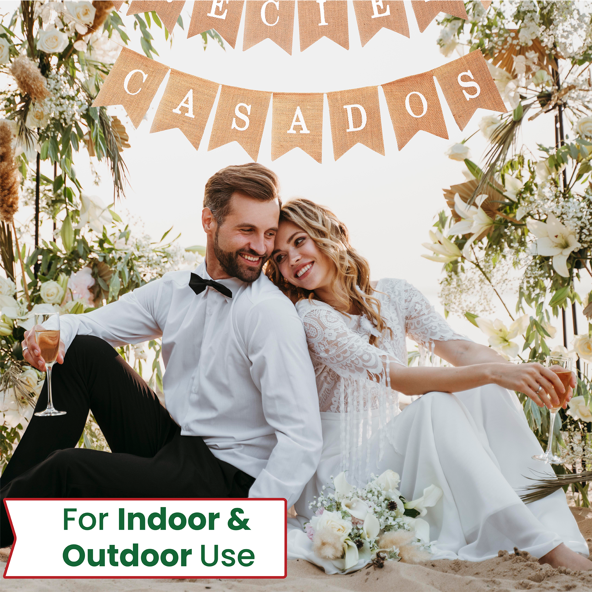 Mandala Crafts Burlap Recien Casados Burlap Banner - Recien Casados Sign Newly Weds Banner Spanish Just Married Banner for Wedding Party Backdrop