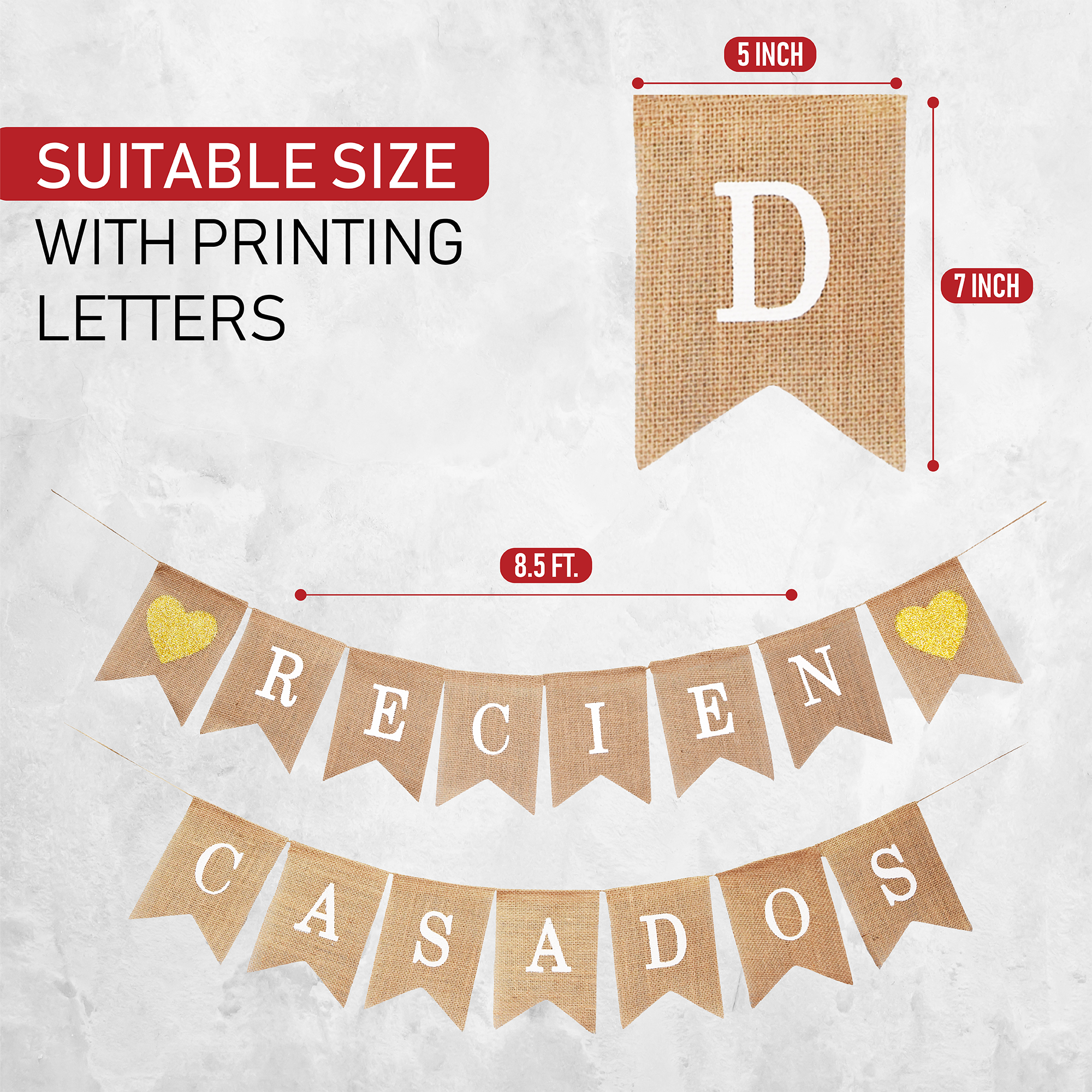 Mandala Crafts Burlap Recien Casados Burlap Banner - Recien Casados Sign Newly Weds Banner Spanish Just Married Banner for Wedding Party Backdrop