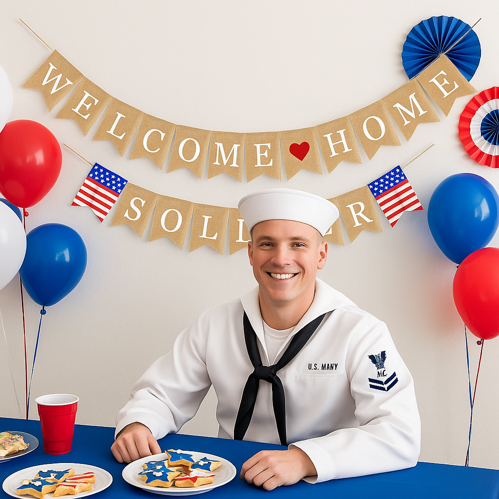 Mandala Crafts Welcome Home Soldier Banner Garland for Military Homecoming Decorations - Burlap Patriotic Military Welcome Home Banner Sign