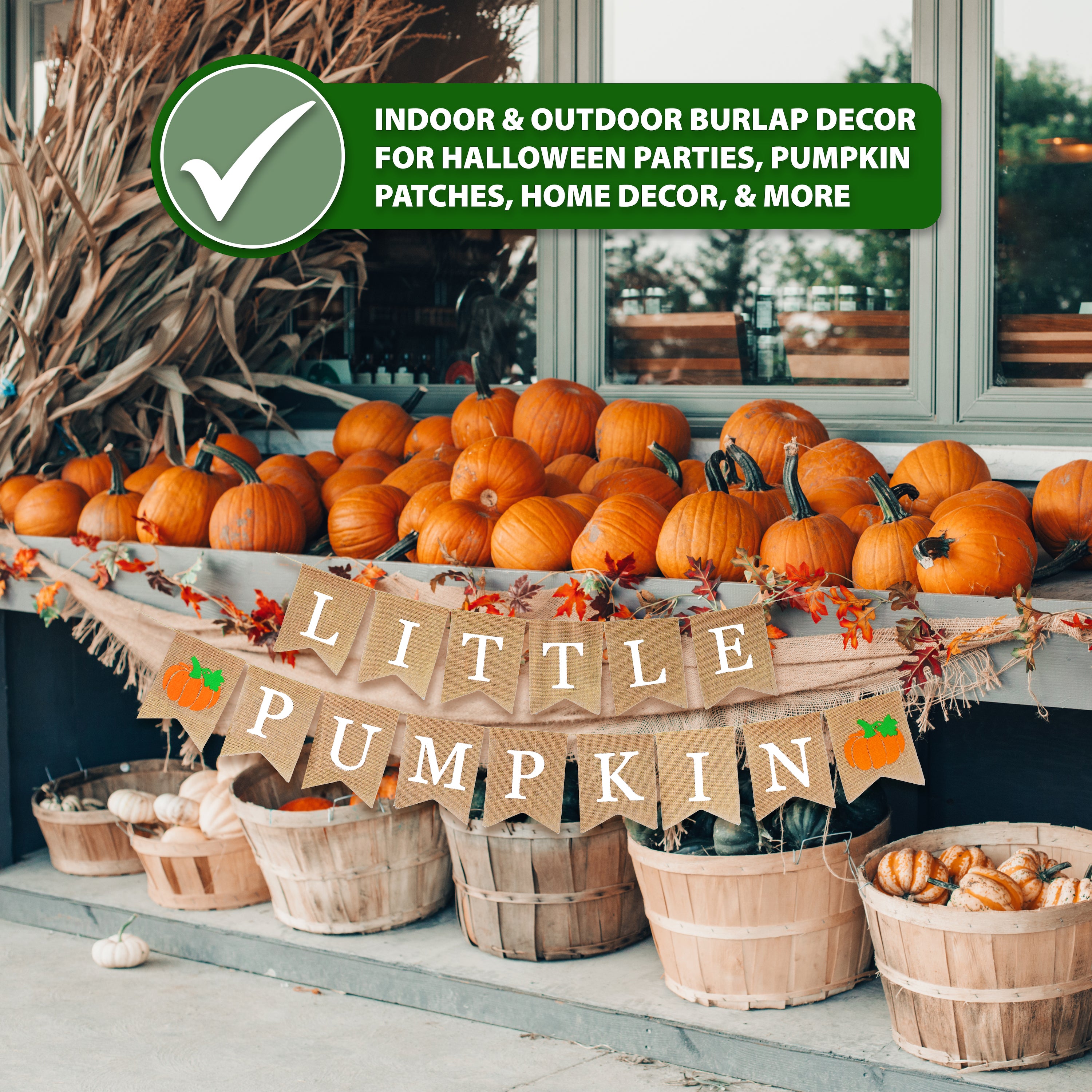 Mandala Crafts Burlap Little Pumpkin Banner for Little Pumpkin Baby Shower Decorations - Jute Little Pumpkin Garland for Birthday Fall Gender Reveal Party