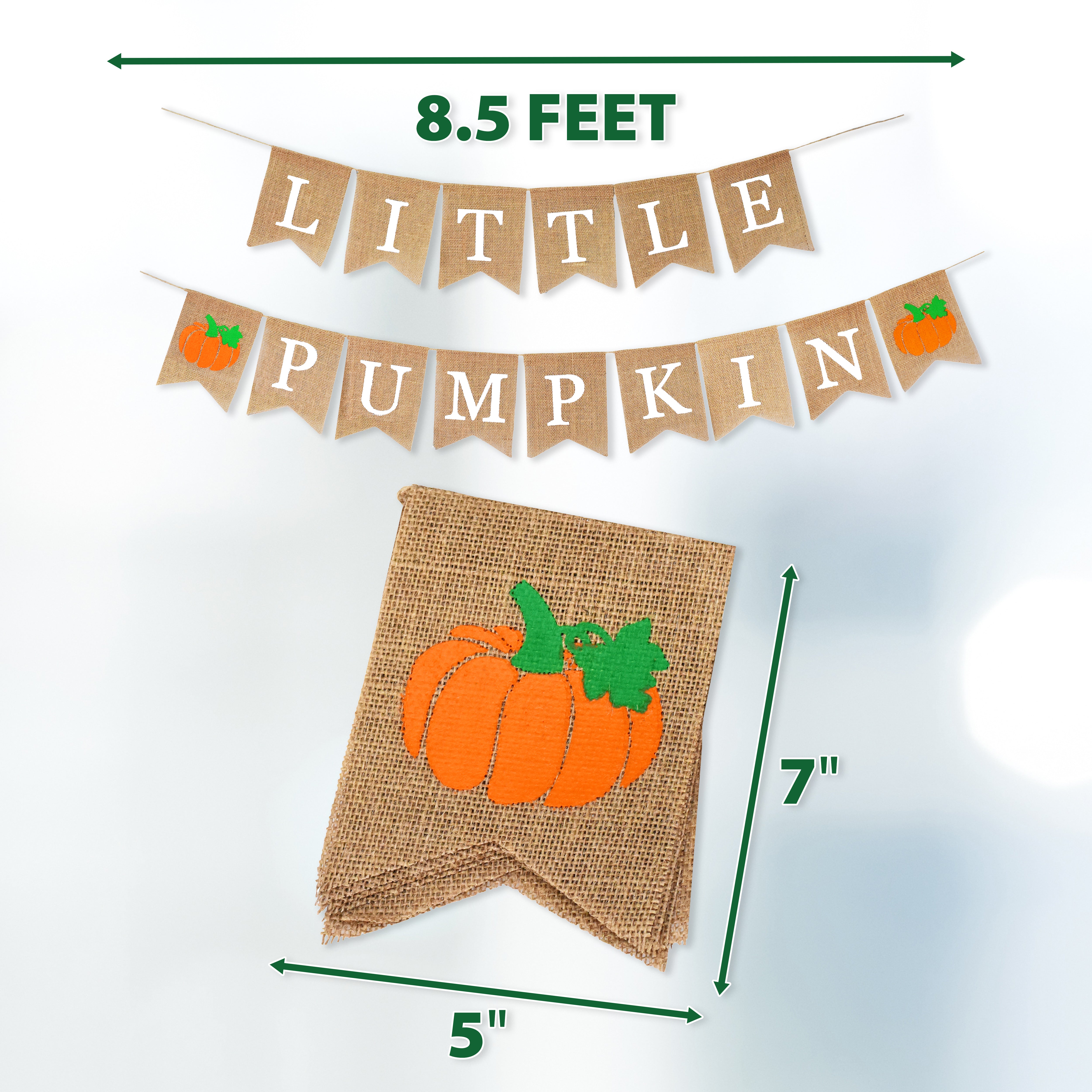 Mandala Crafts Burlap Little Pumpkin Banner for Little Pumpkin Baby Shower Decorations - Jute Little Pumpkin Garland for Birthday Fall Gender Reveal Party