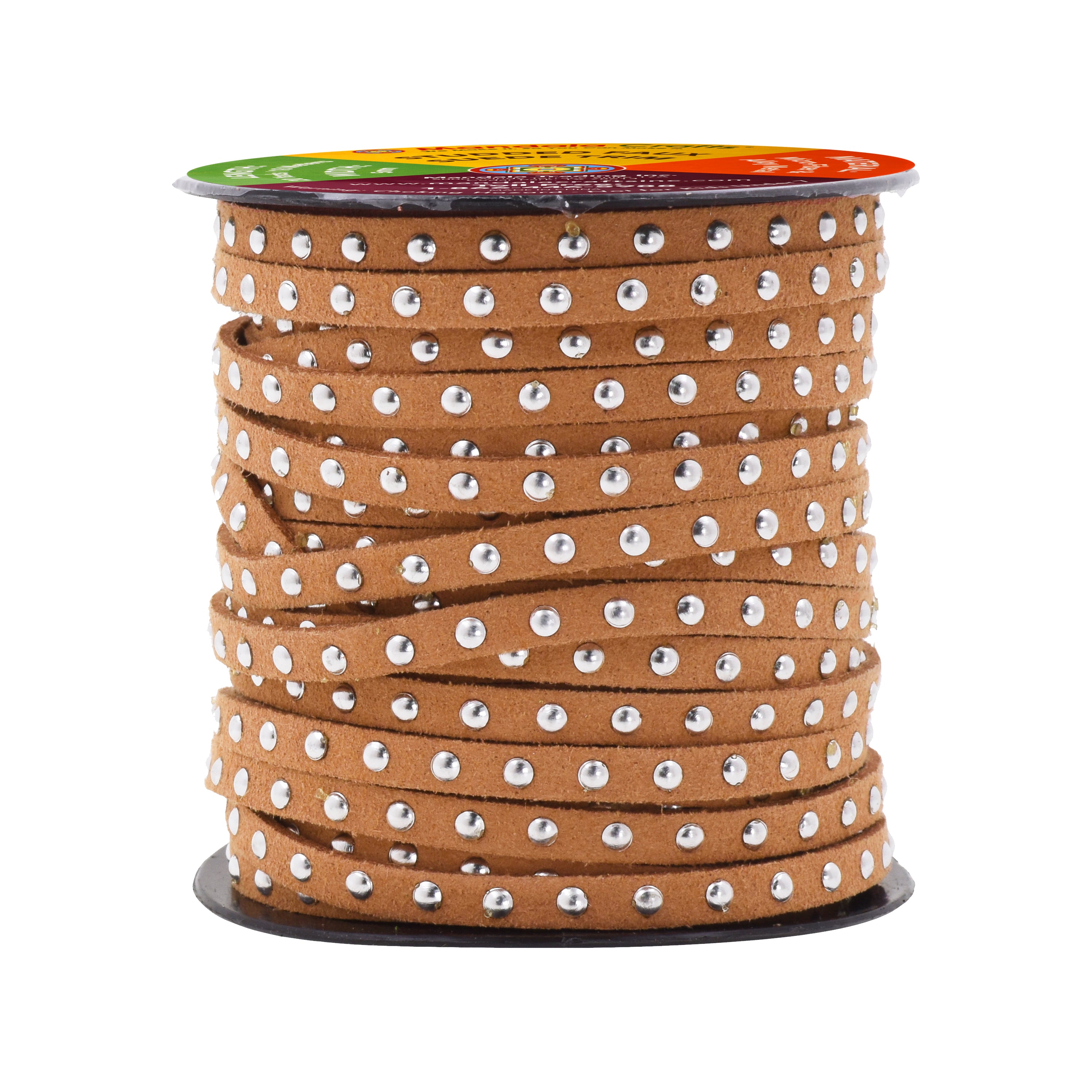 Studded Faux Suede Cord Rope for Jewelry Making - 20 Yards Faux Leather Ribbon - Flat Micro Fiber Leather String Faux Leather Lace with Rivets