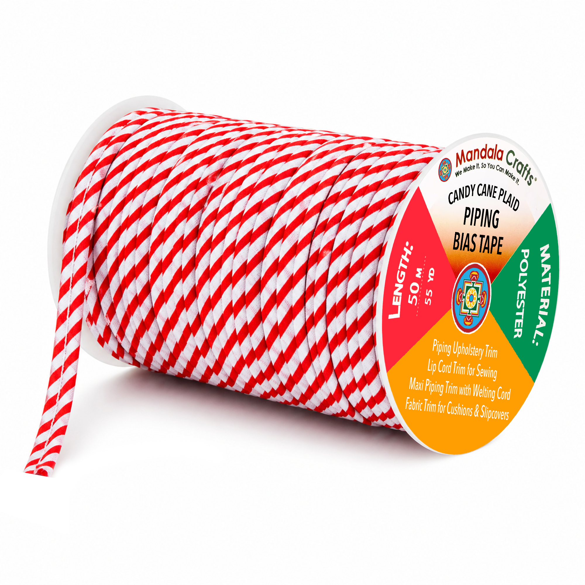 55 Yards Maxi Piping Trim with Welting Cord - 1/2 Inch Maxi Piping Bias Tape for Sewing - Lip Cord Trim by The Yard for Upholstery Trimming