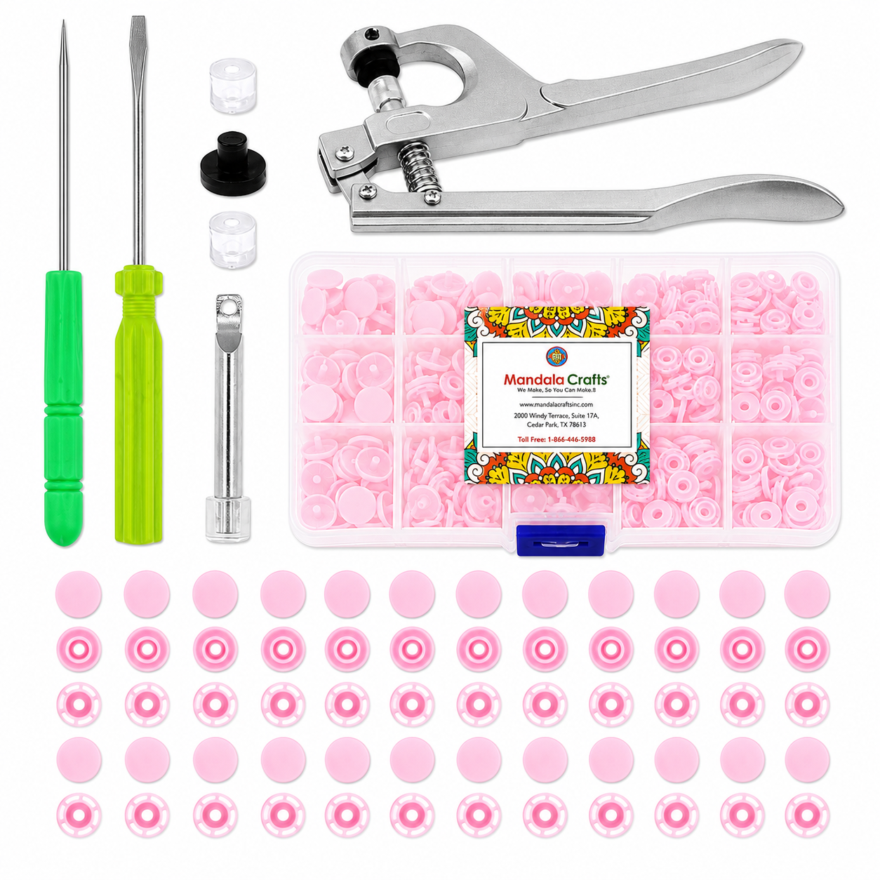 Mandala Crafts Plastic Snaps for Clothing - No-Sew Plastic Snap Buttons - Snap Button Kit - Snap Fastener Kit with Tools for Fabric Sewing Clothes