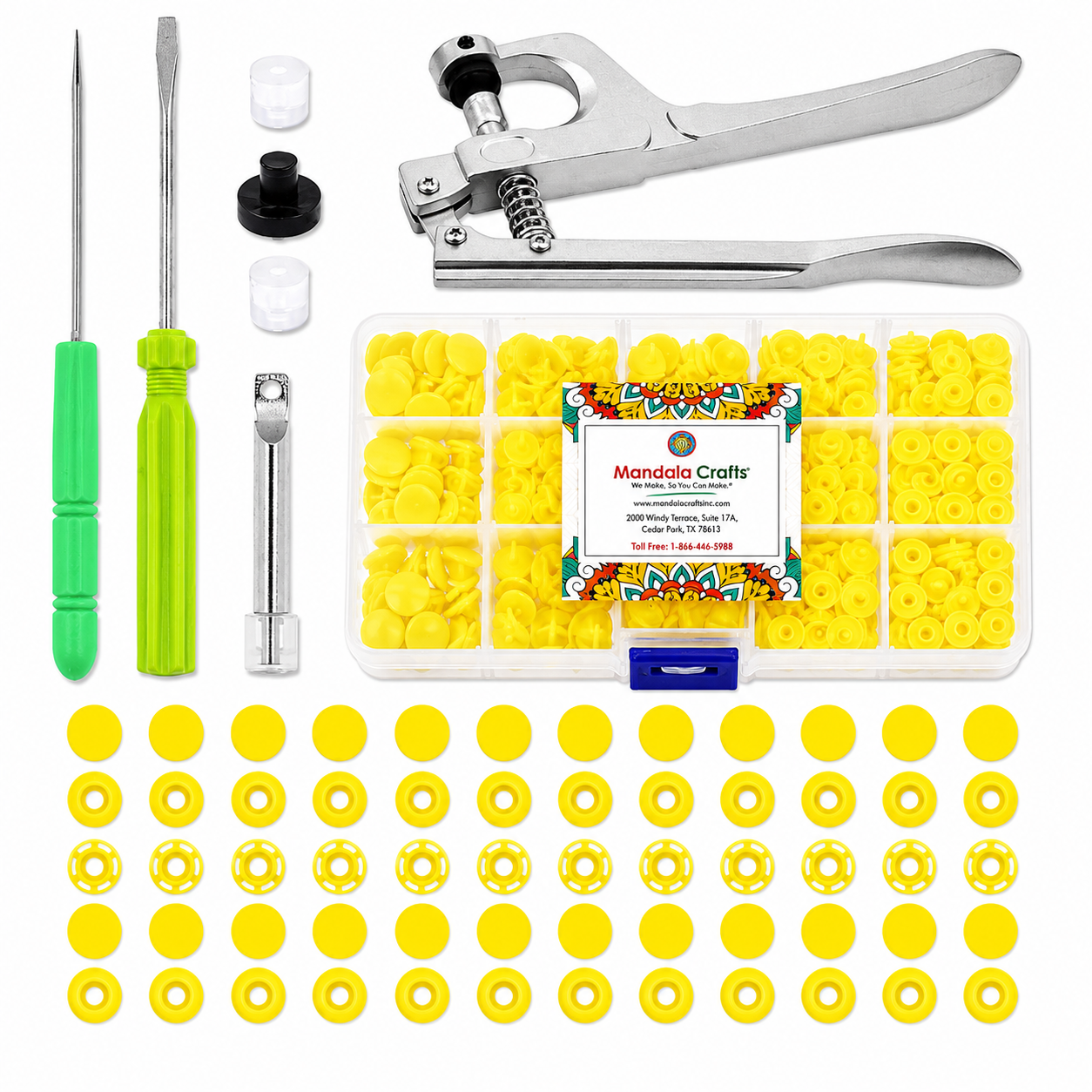 Mandala Crafts Plastic Snaps for Clothing - No-Sew Plastic Snap Buttons - Snap Button Kit - Snap Fastener Kit with Tools for Fabric Sewing Clothes