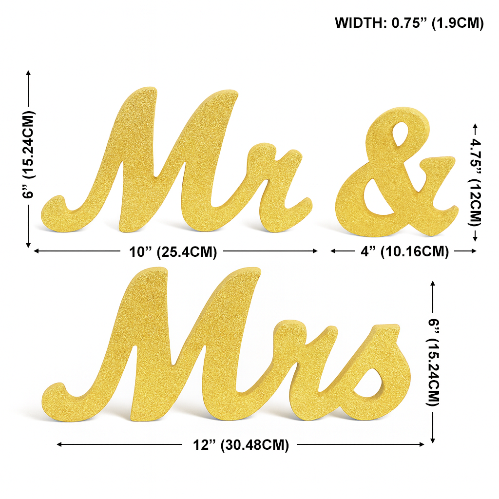 Mr. and Mrs. Sign for Wedding Party Decorations, Sweetheart Table Centerpiece, Photo Prop, Bridal Shower Gift