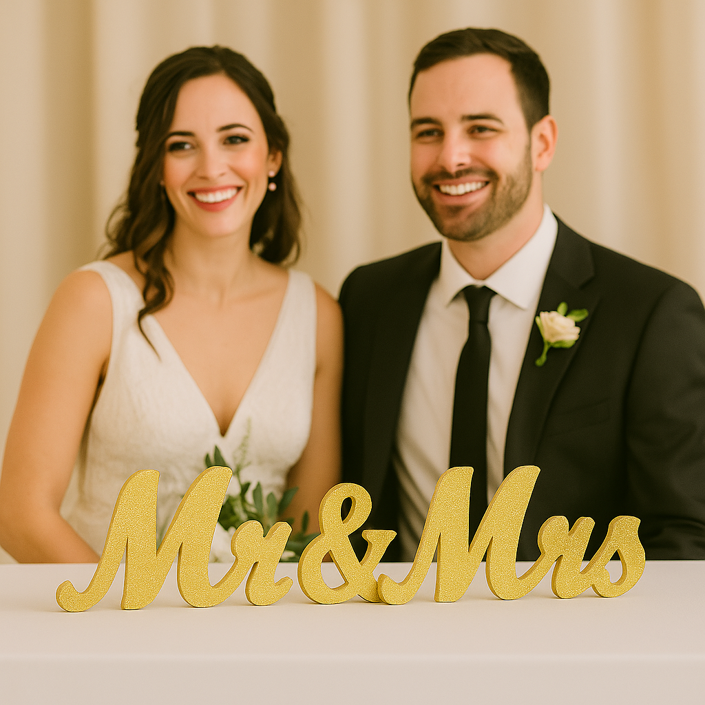 Mr. and Mrs. Sign for Wedding Party Decorations, Sweetheart Table Centerpiece, Photo Prop, Bridal Shower Gift