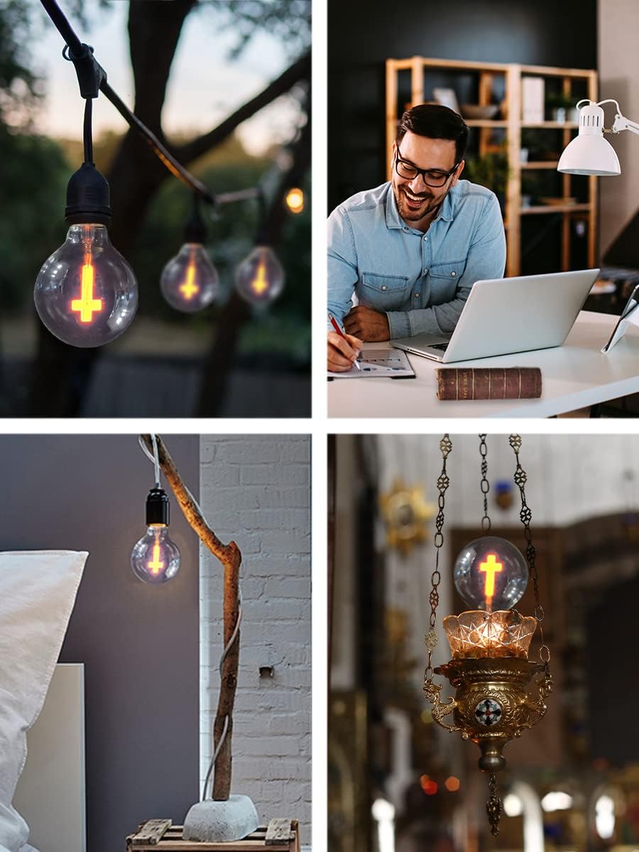 Christian Light Bulb Crucifix Bulb Jesus on The Cross Catholic Novelty Bulb 3W 120V for Pendant String Night Light by Mandala Crafts