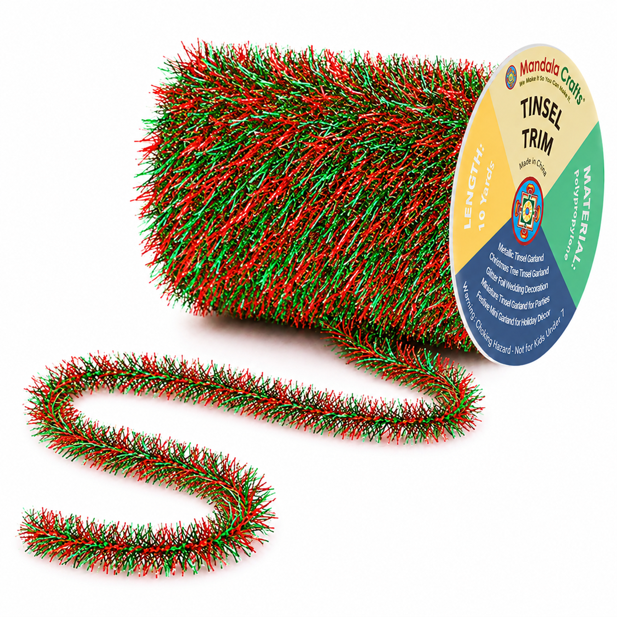 Tinsel Garland Décor Thin Tinsel Ribbon Metallic Mini Garland with Wire for Christmas Tree Decoration Wedding Birthday Party Supplies