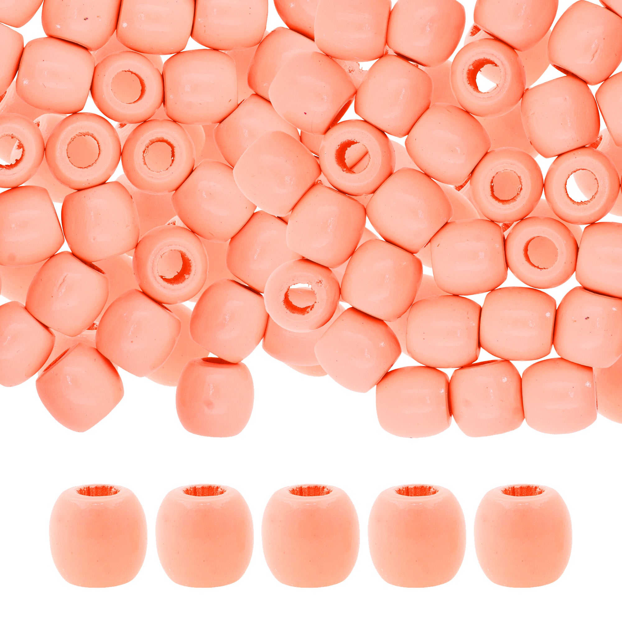 Mandala Crafts Natural Wooden Beads for Crafts Loose Large Hole Wood Beads for Macrame Beads Jewelry Making - Barrel Wood Beads for Hair Beads Braid Dreadlock 17mm 200 PCs