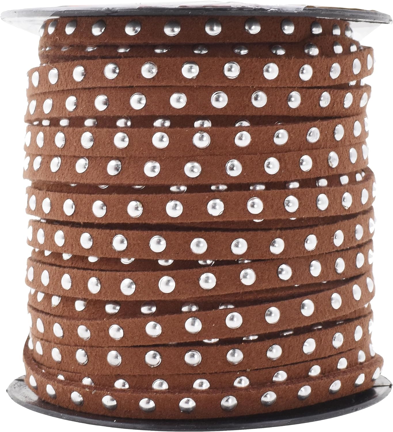 Studded Faux Suede Cord Rope for Jewelry Making - 20 Yards Faux Leather Ribbon - Flat Micro Fiber Leather String Faux Leather Lace with Rivets