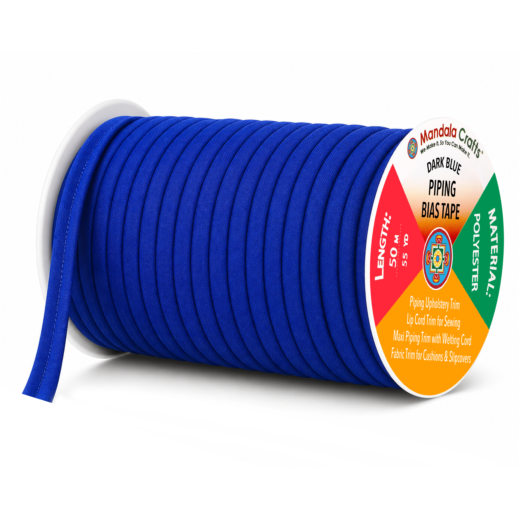 55 Yards Maxi Piping Trim with Welting Cord - 1/2 Inch Maxi Piping Bias Tape for Sewing - Lip Cord Trim by The Yard for Upholstery Trimming